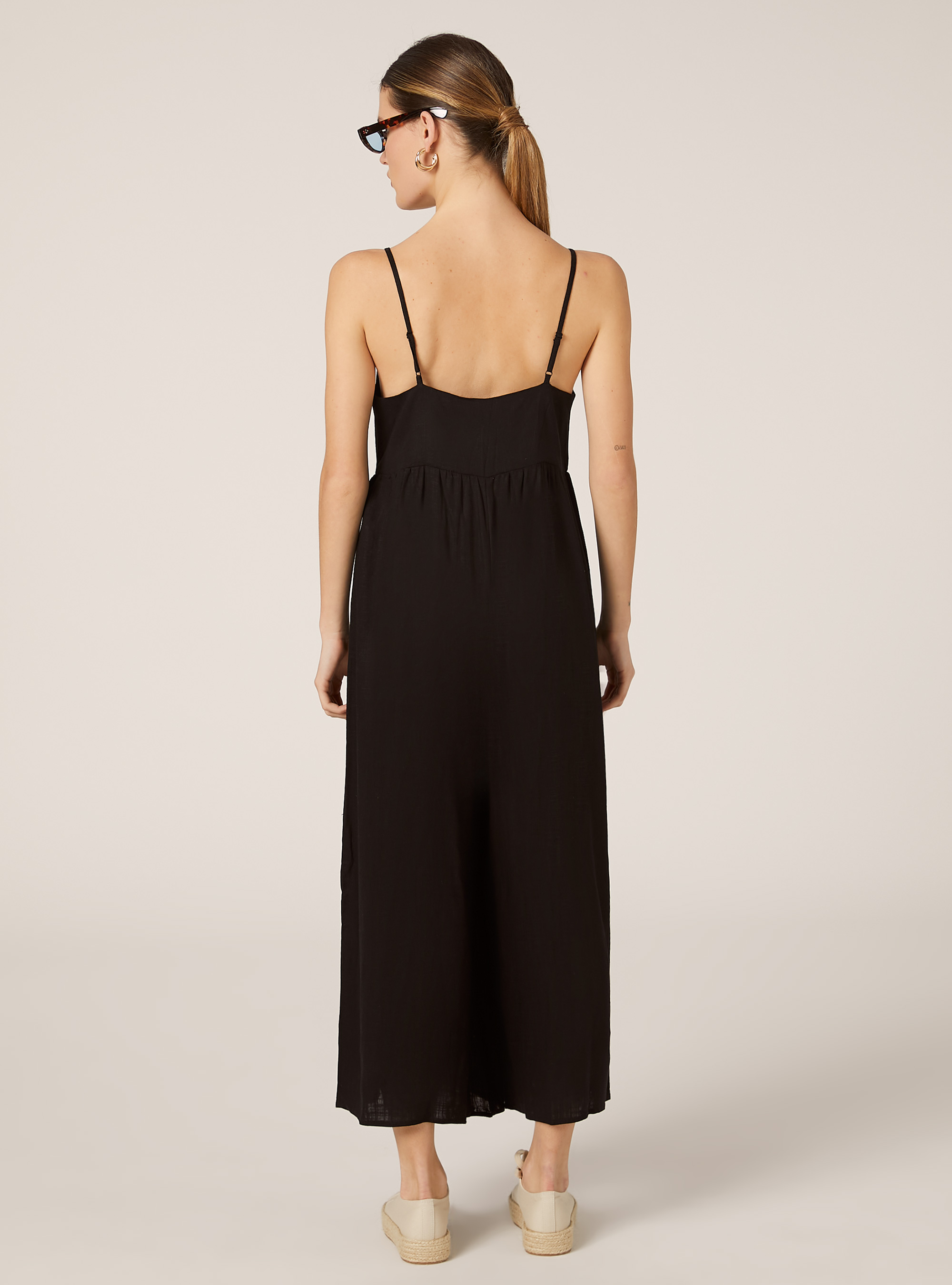 Linen-blend jumpsuit, BK1 BLACK