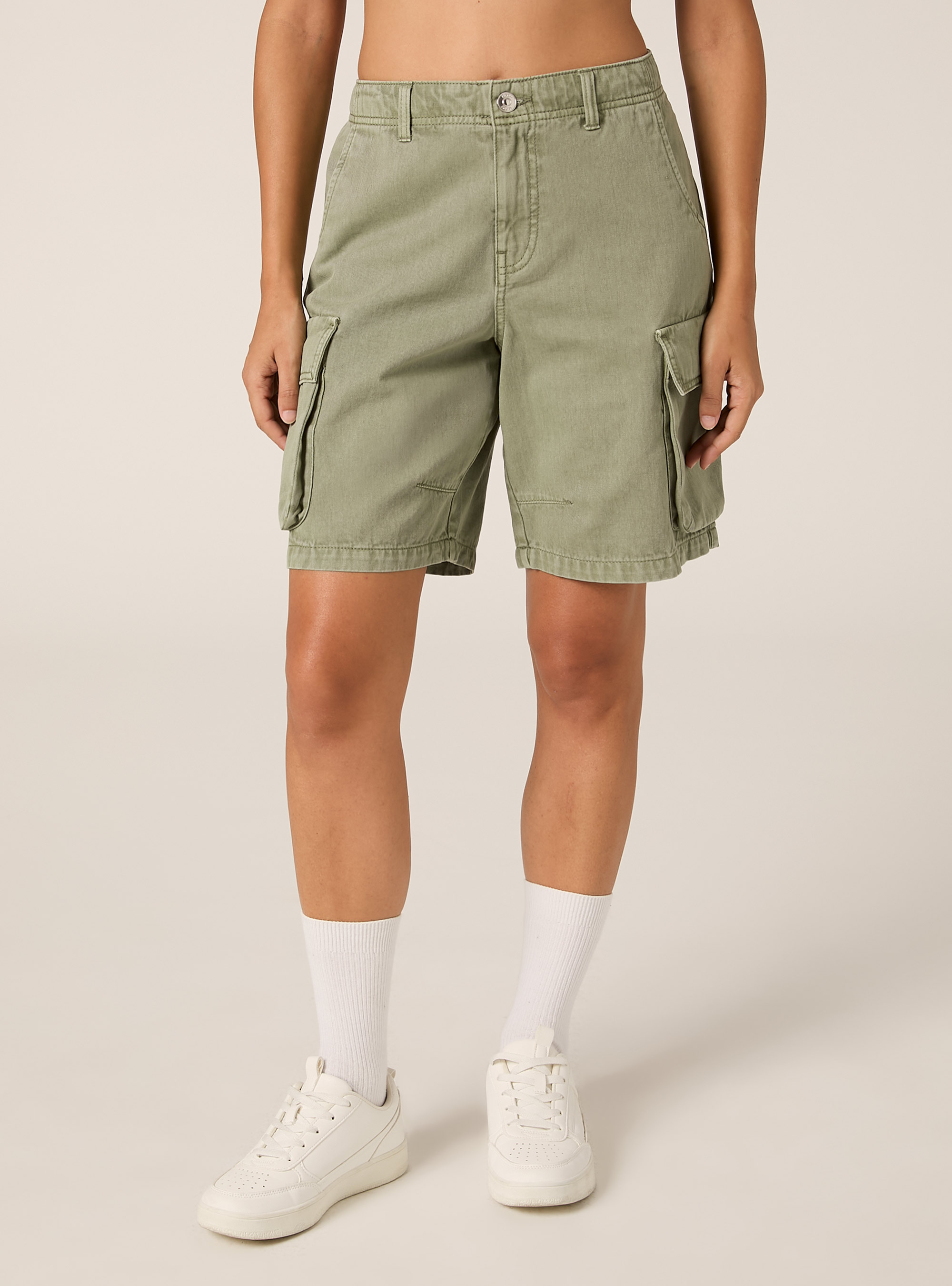 Twill cargo bermuda shorts, KY2 KAKY MEDIUM