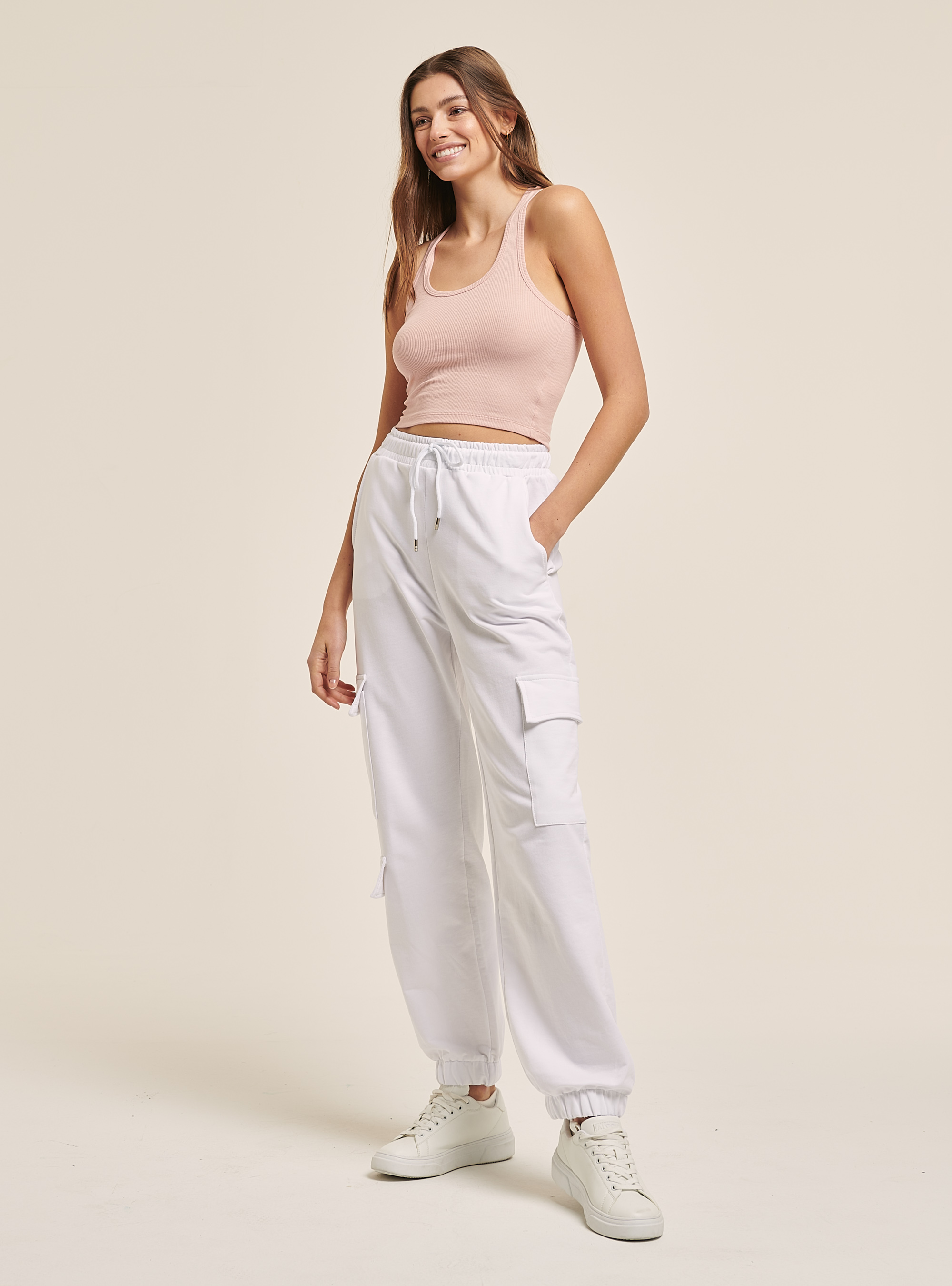 Cropped top a costina e scollo ad x sul retro, C014 PINK