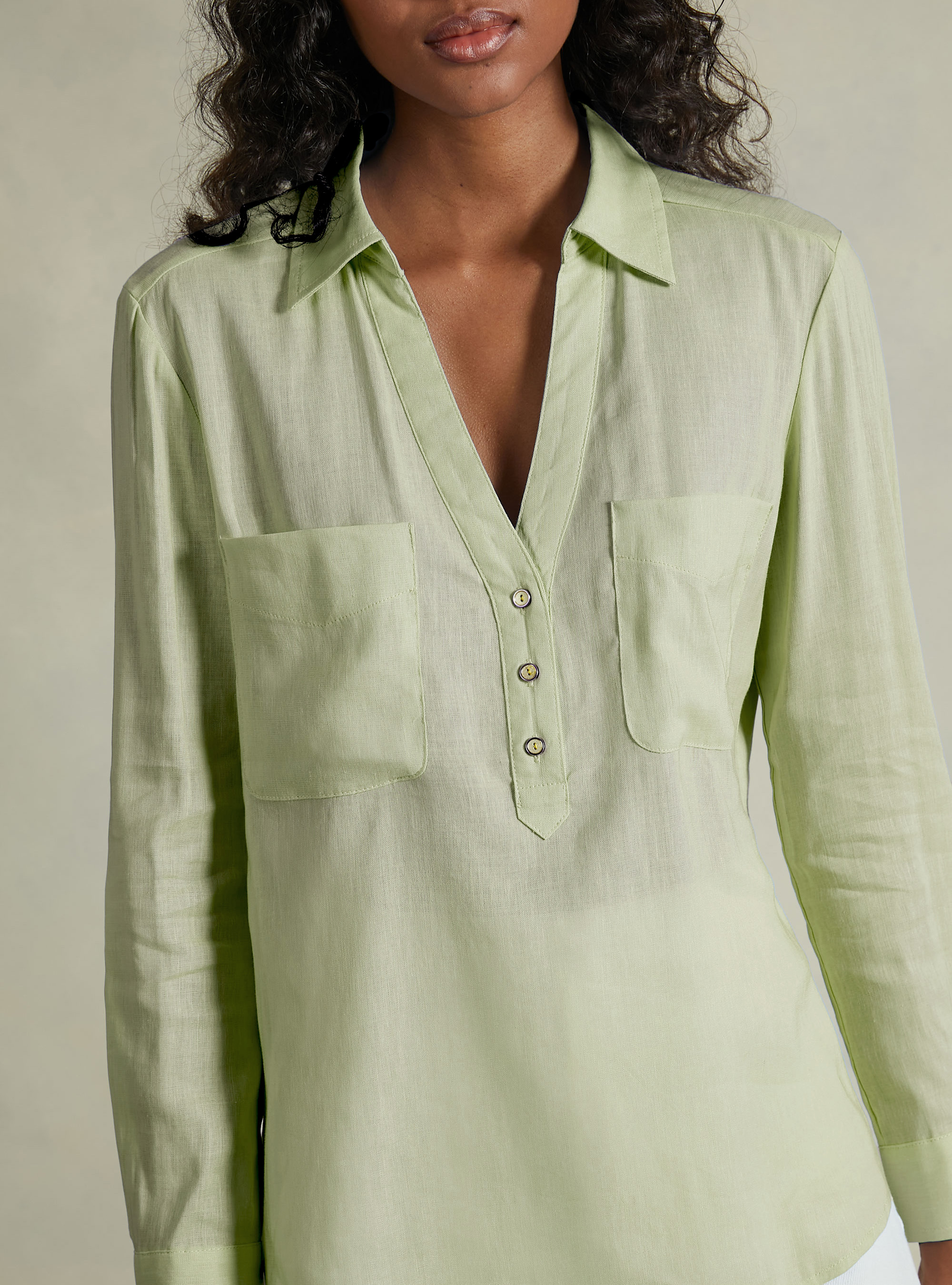 Bluse aus einer Leinenmischung, KY3 KAKY LIGHT