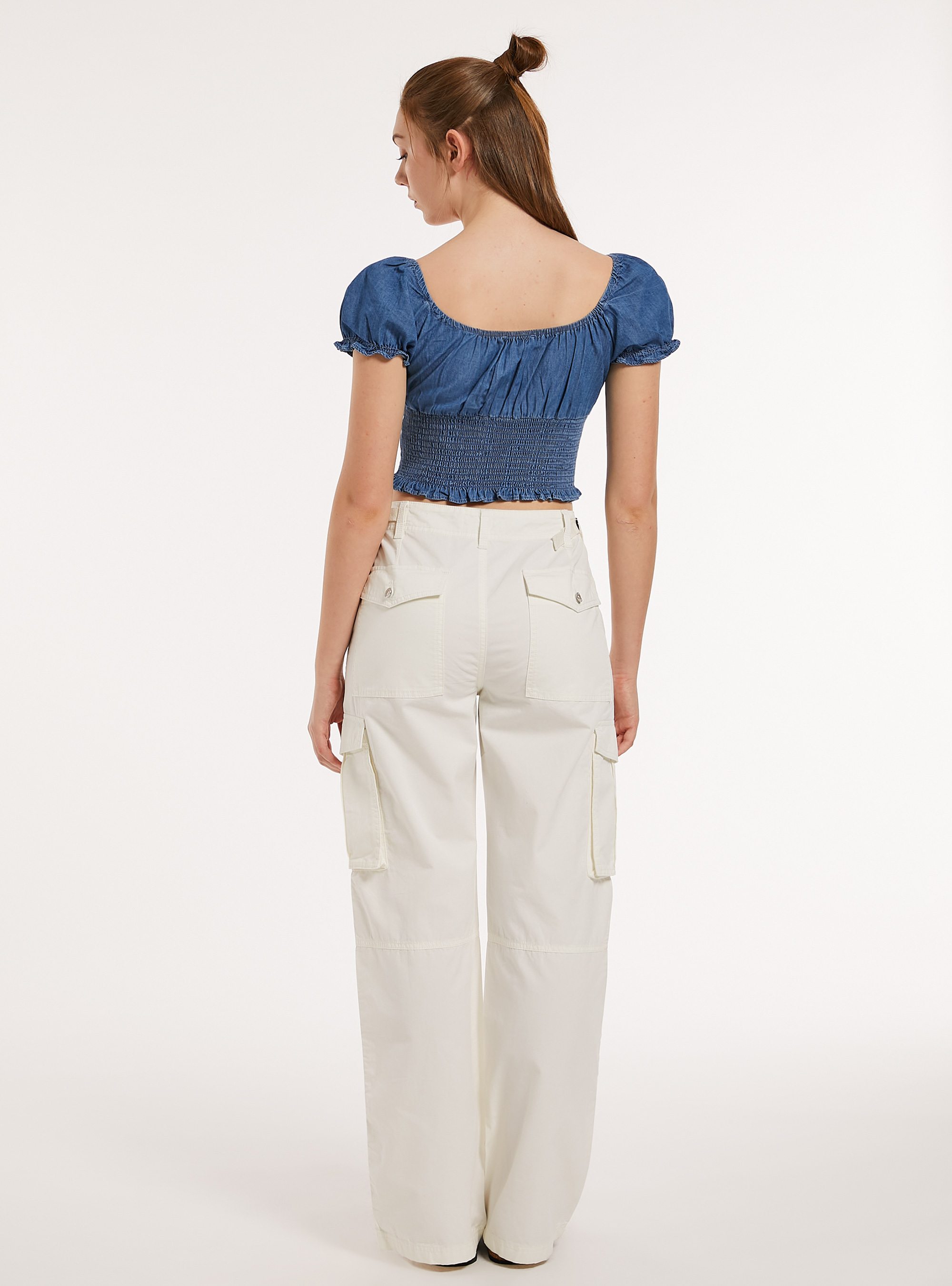 Chambray blouse, D003 MEDIUM BLUE