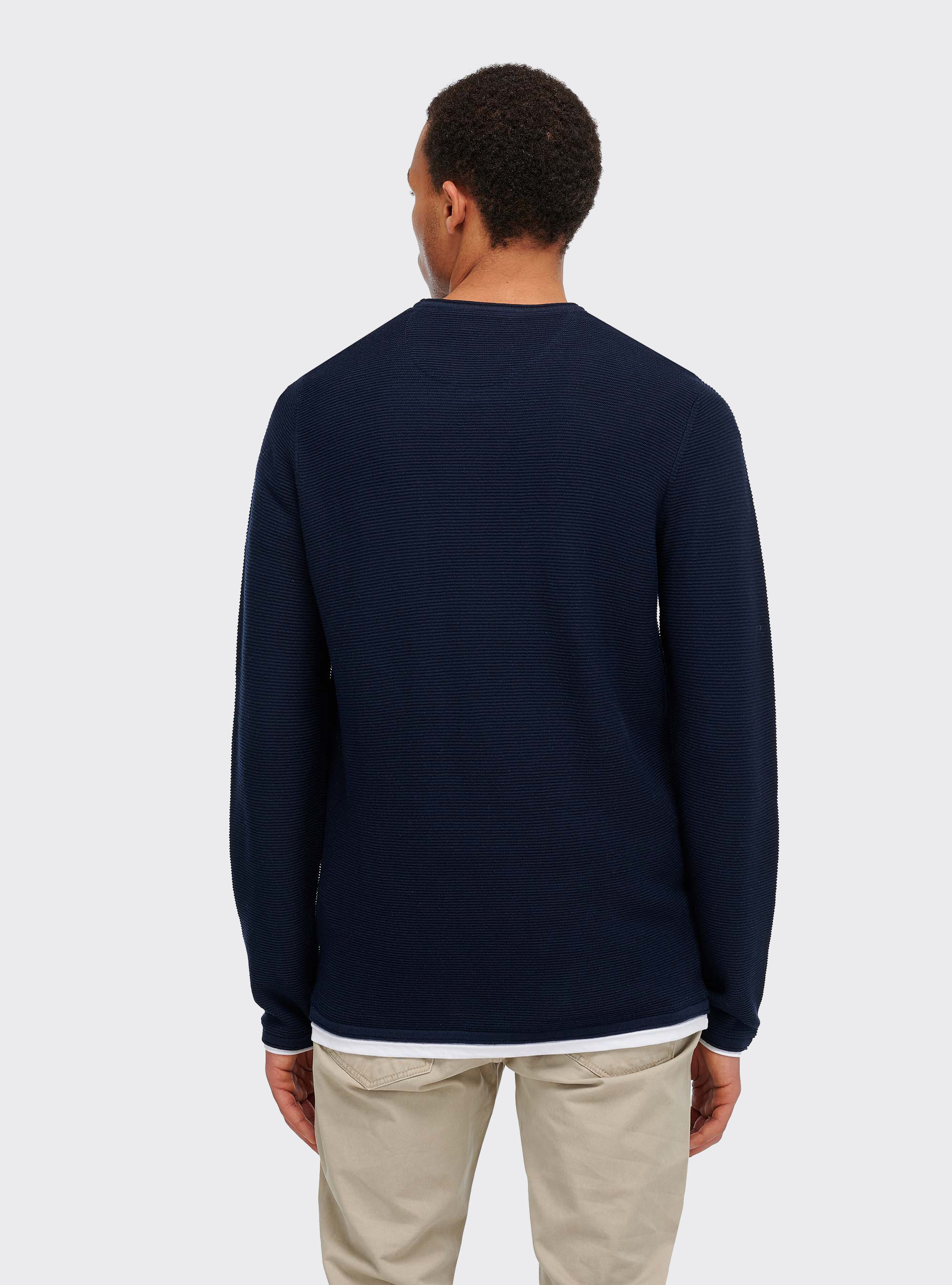 Roll neck sweater with T-shirt detail and one front pocket, BLUE