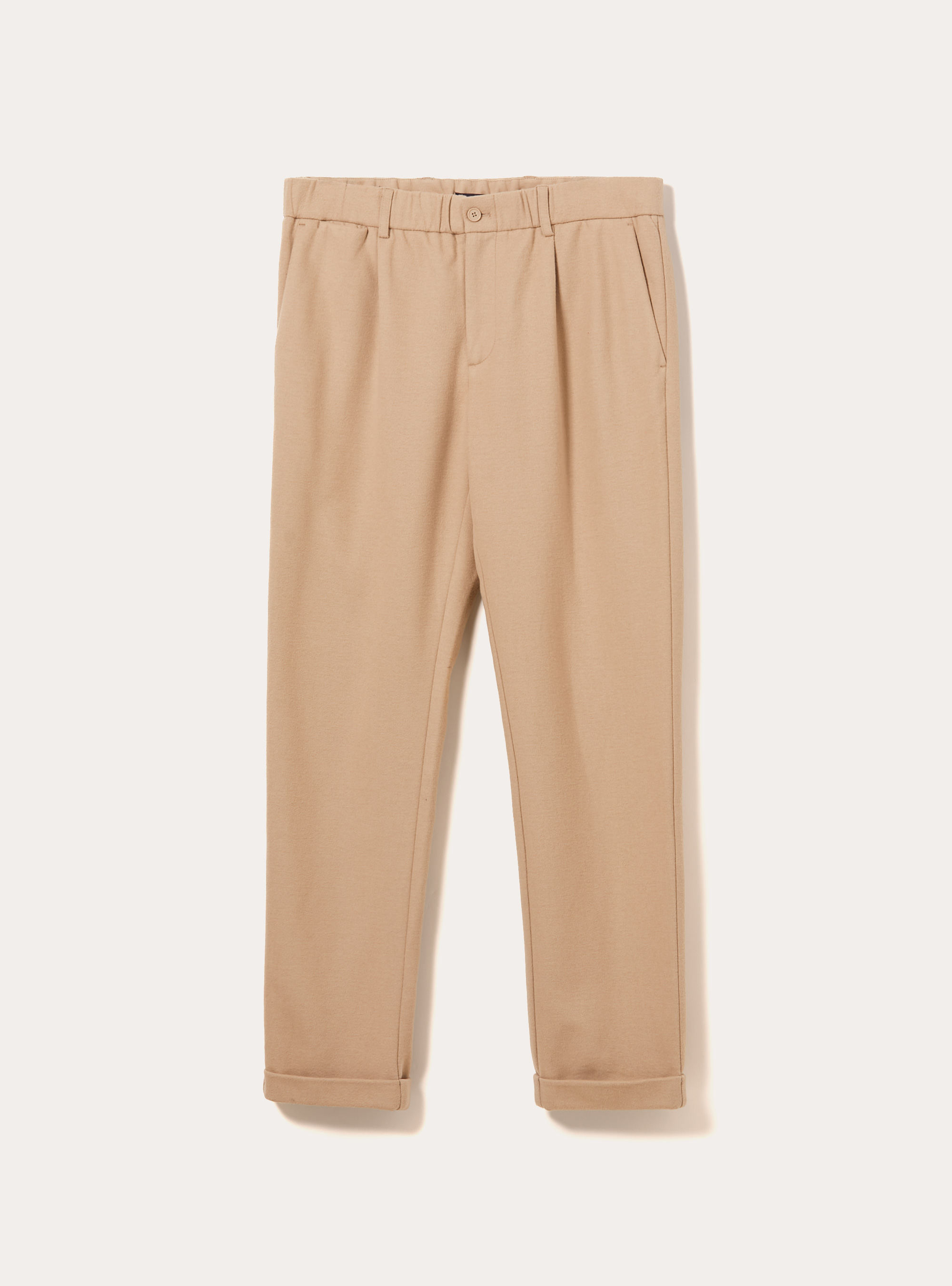 Pantalones con pinzas Efecto franela, BG2 BEIGE MEDIUM