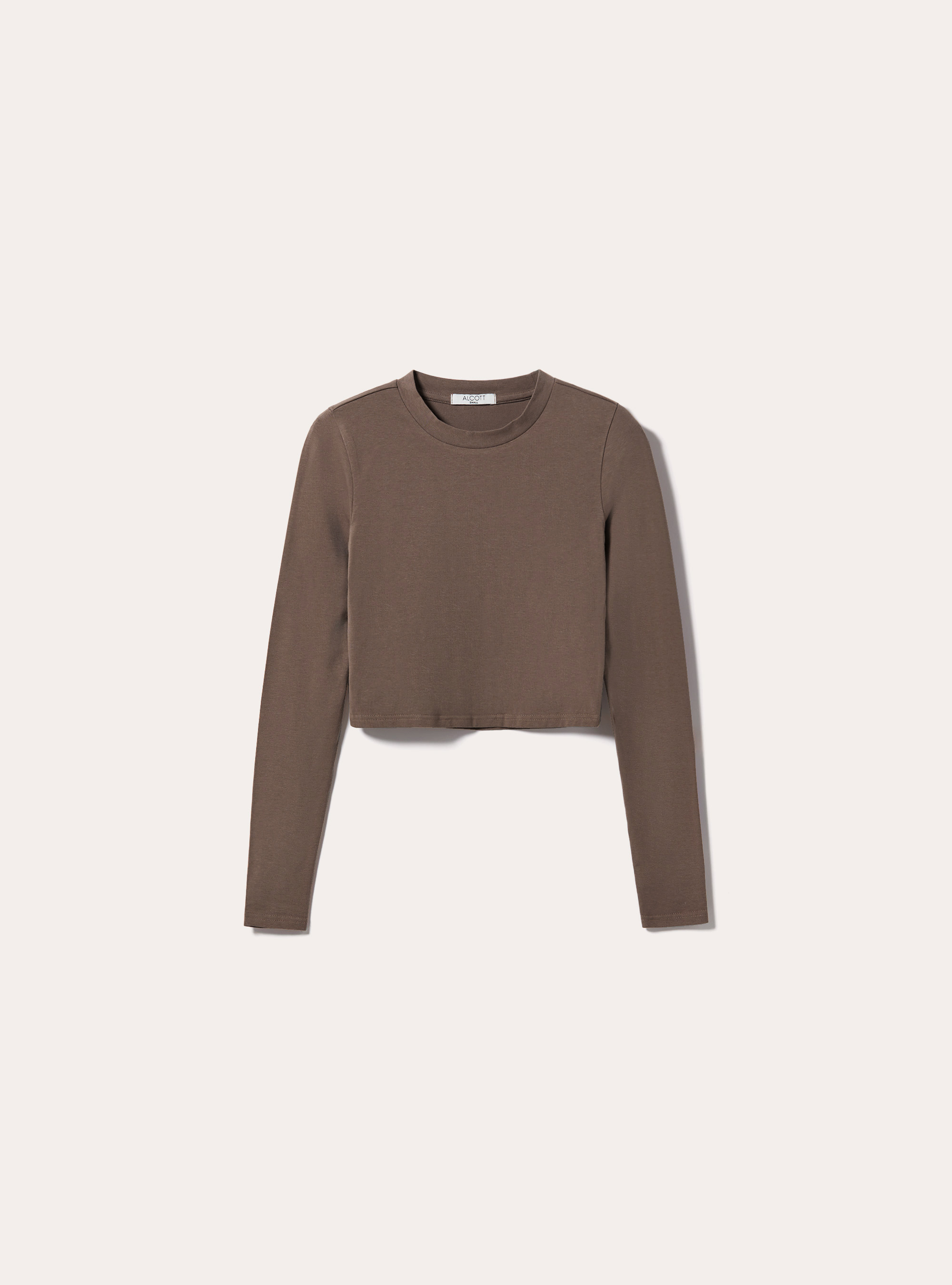 Cropped long-sleeved T-shirt, BR2 BROWN MEDIUM