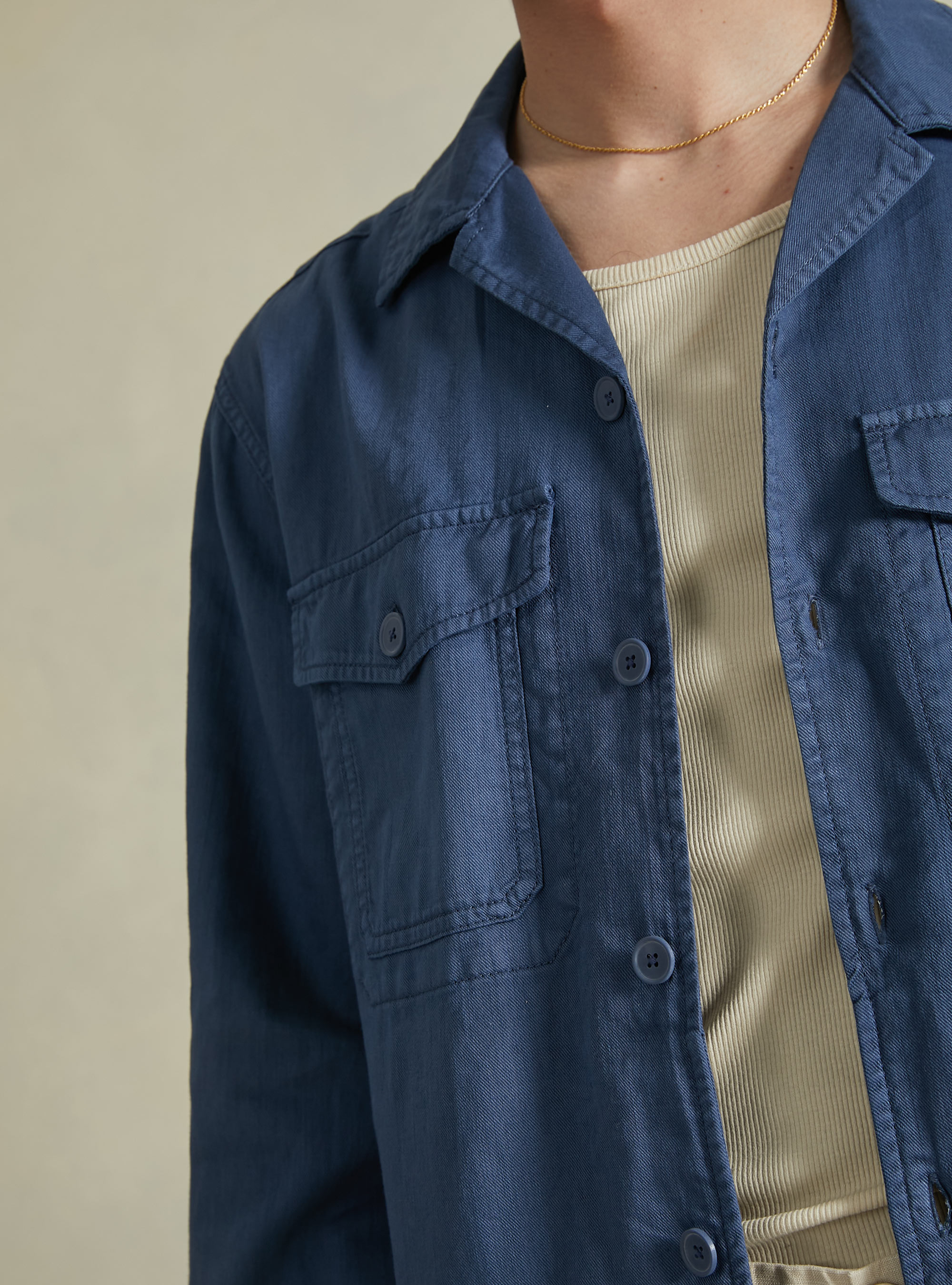 Giacca camicia in misto lino, NA3 NAVY LIGHT