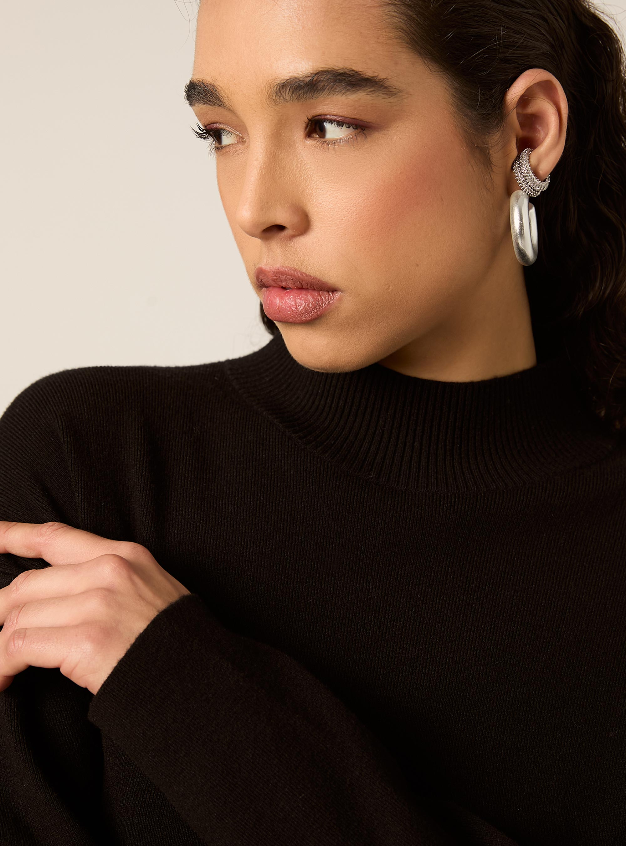 Strickkleid mit halbem Kragen, BK1 BLACK