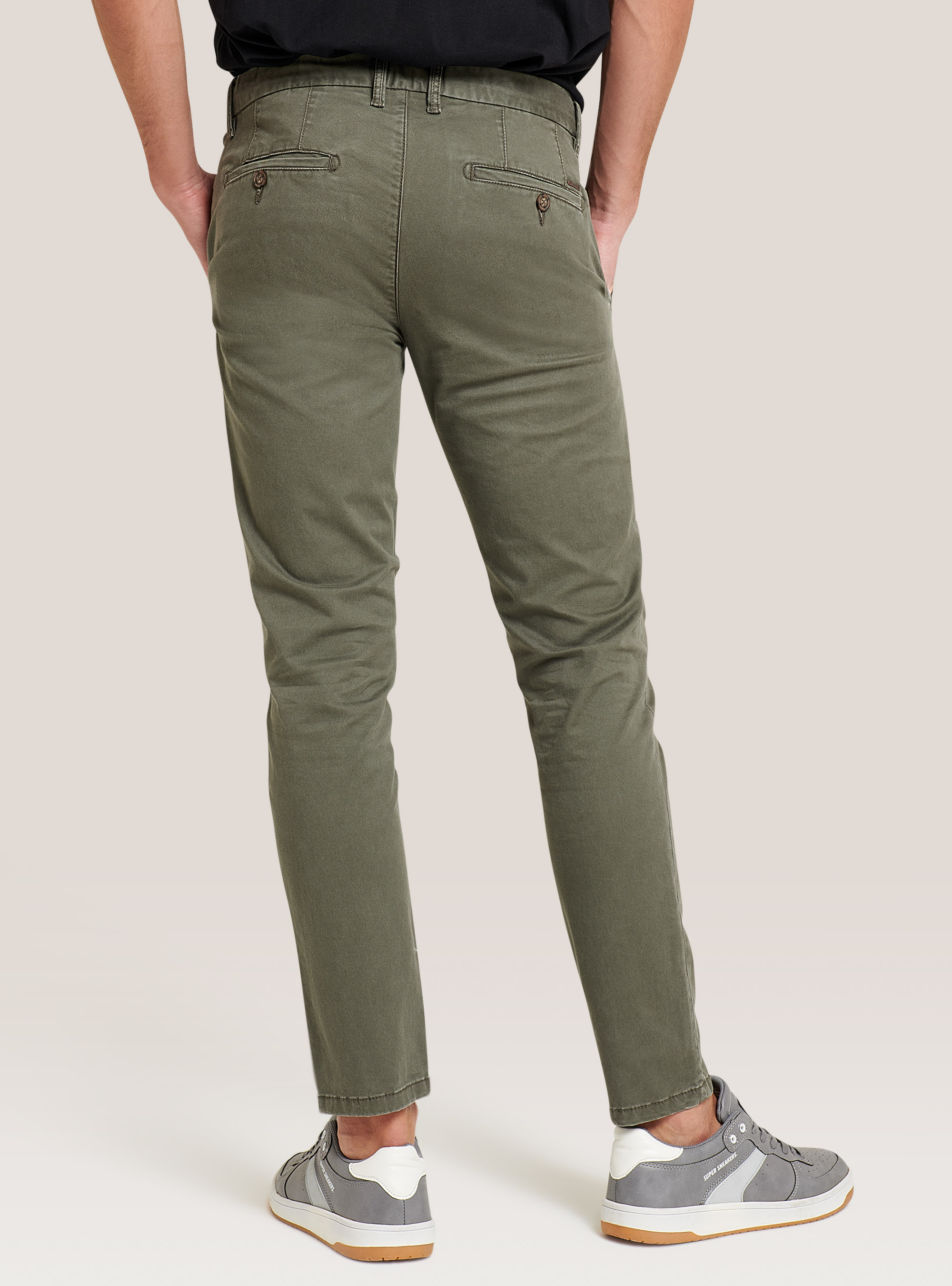 Twill stretch cotton chinos, KAKI