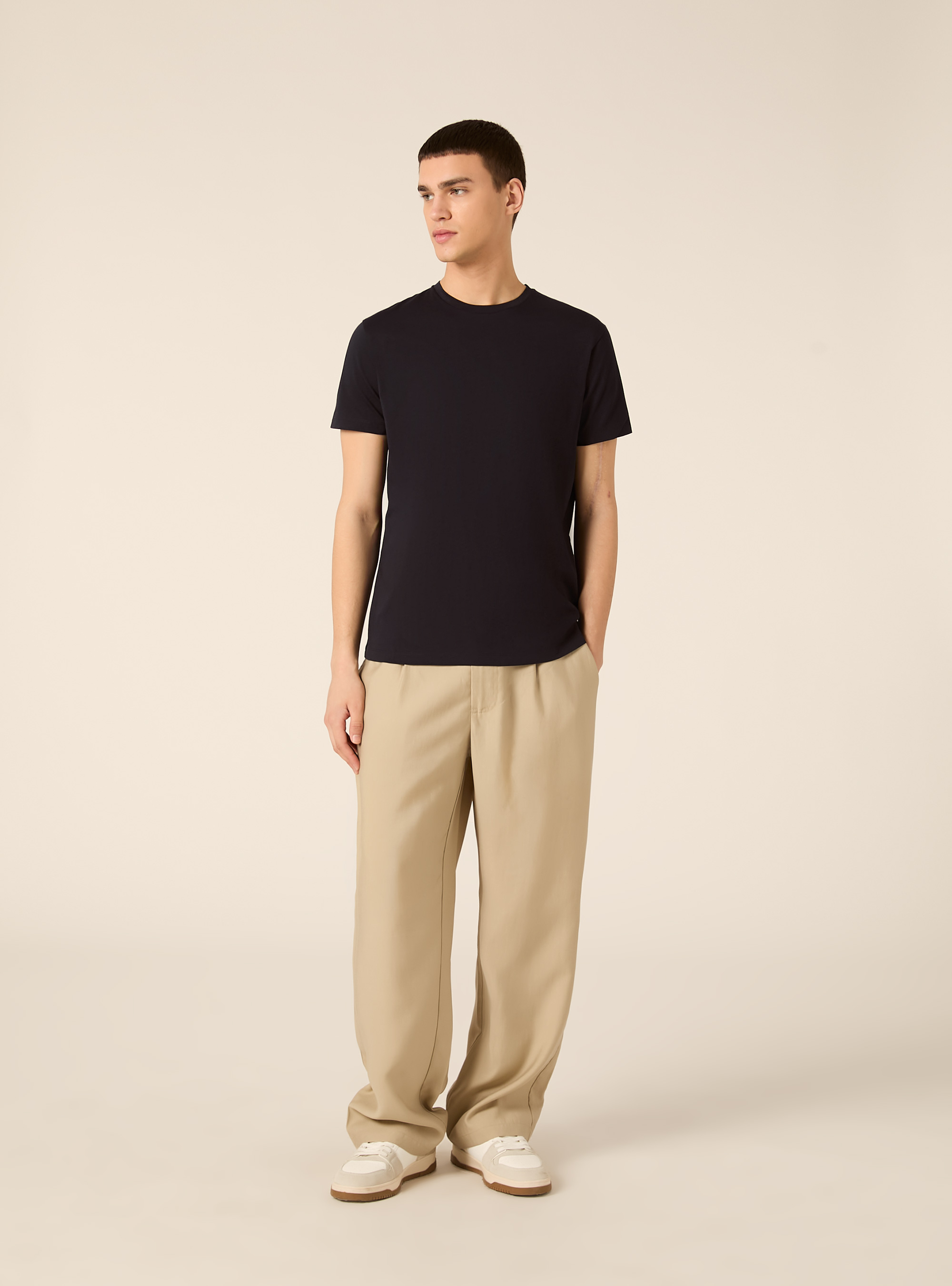 T-shirt basica in cotone supima, NA1 NAVY DARK