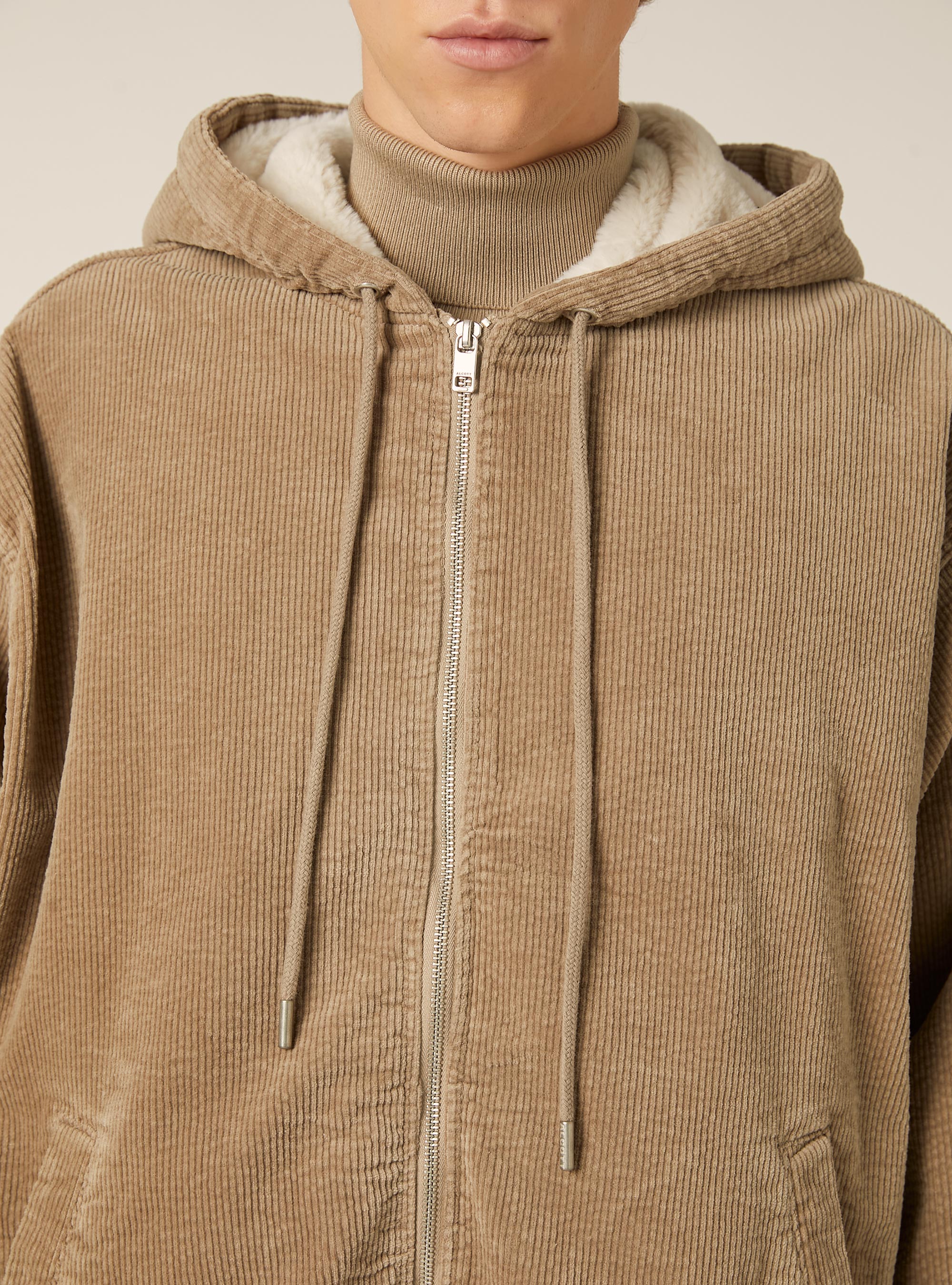 Giubbotto in velluto con pelliccia interna, BG2 BEIGE MEDIUM