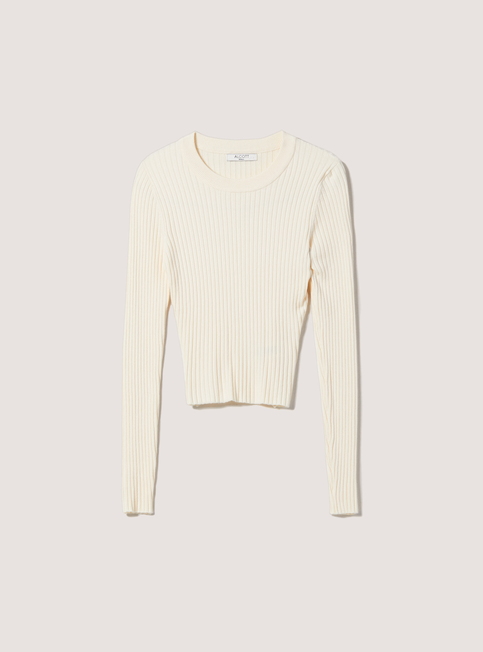 Pullover morbido cropped a costine elasticizzato, WH1 OFF WHITE