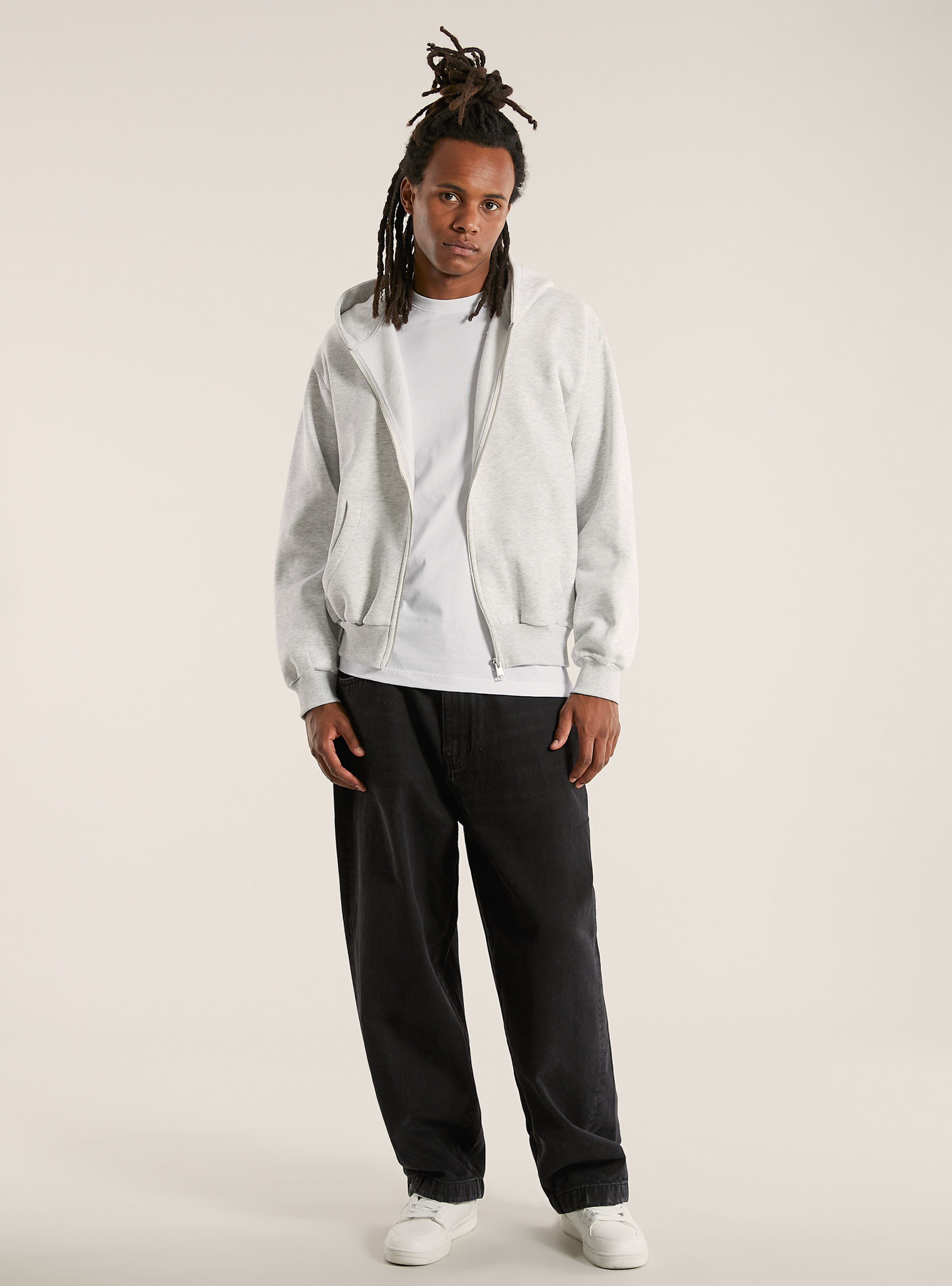 Boxy fit hoodie, MGY3 GREY MEL LIGHT