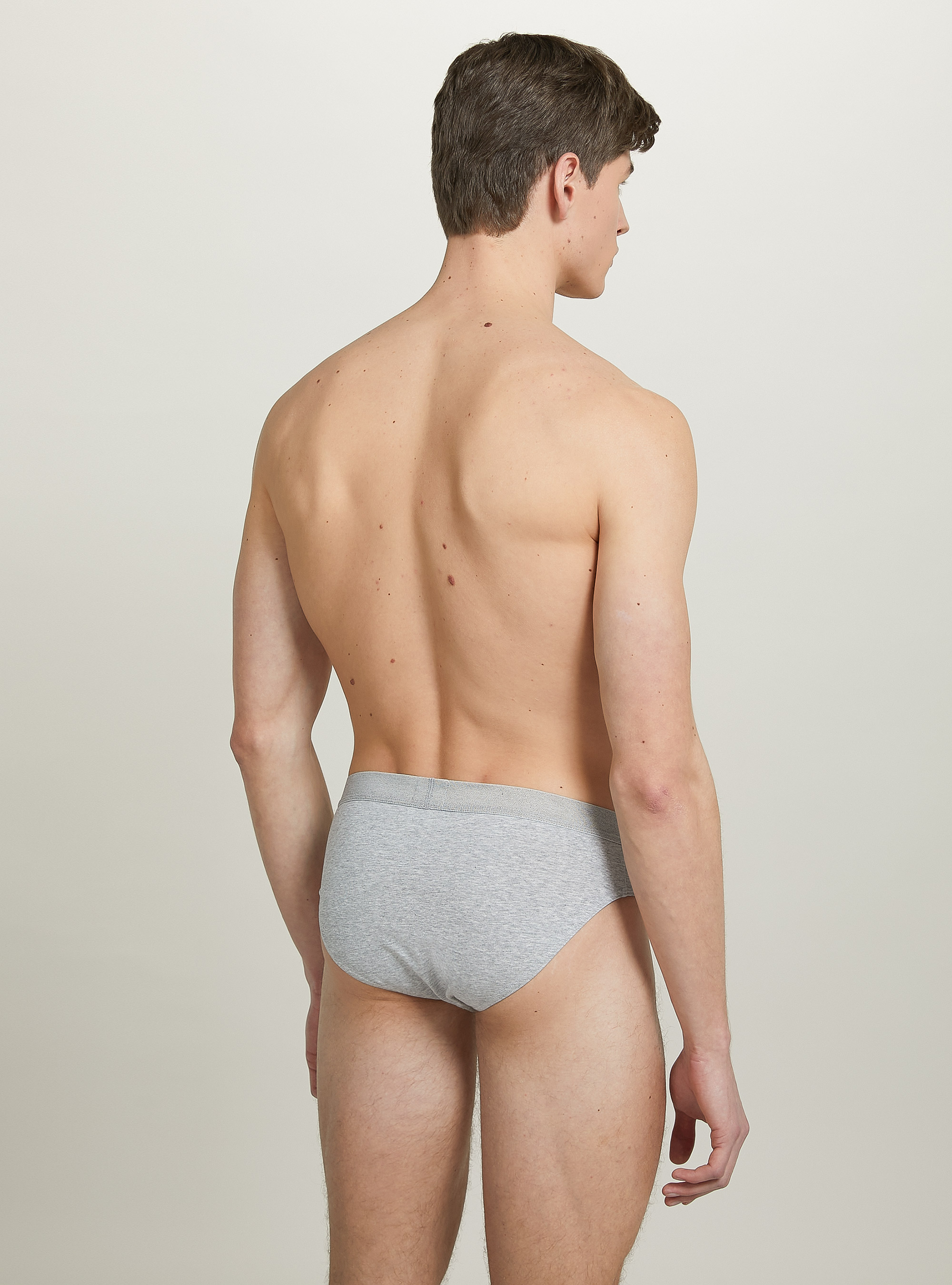 Set of 3 stretch cotton briefs, MGY2 GREY MEL MEDIUM