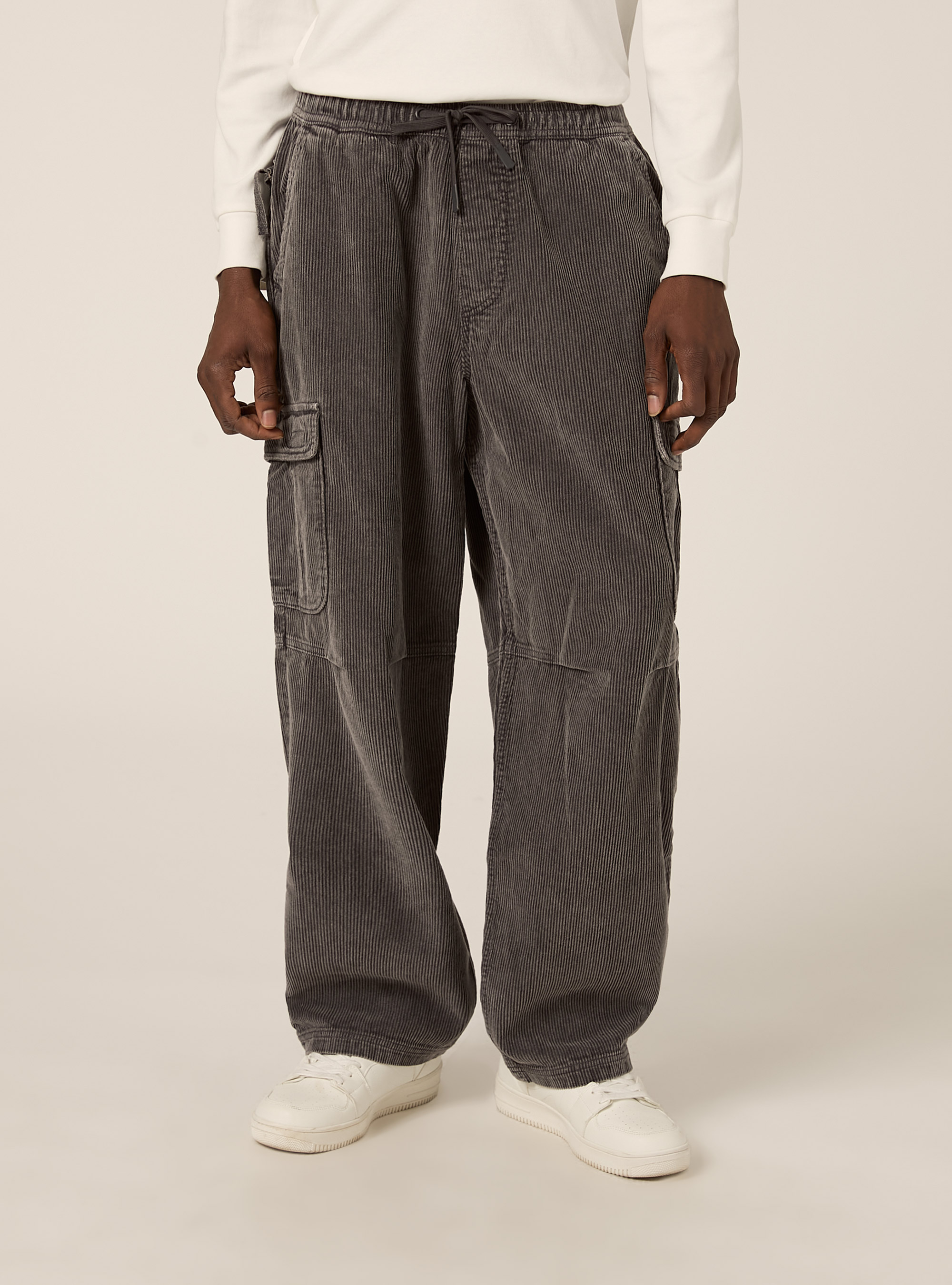 Pantaloni cargo in velluto a coste, GY1 GREY DARK