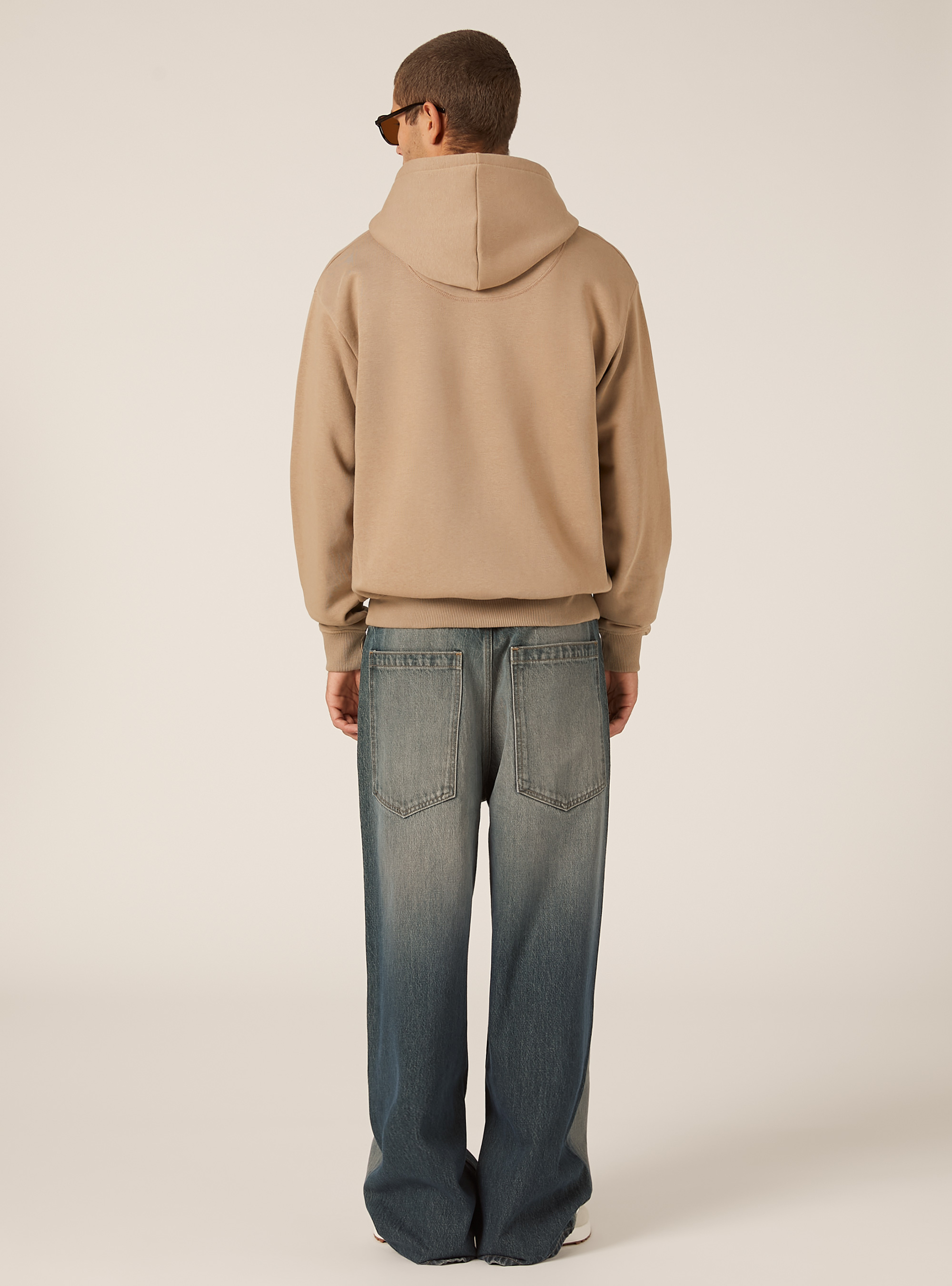 Boxy fit zip-up hoodie, BG1 BEIGE DARK