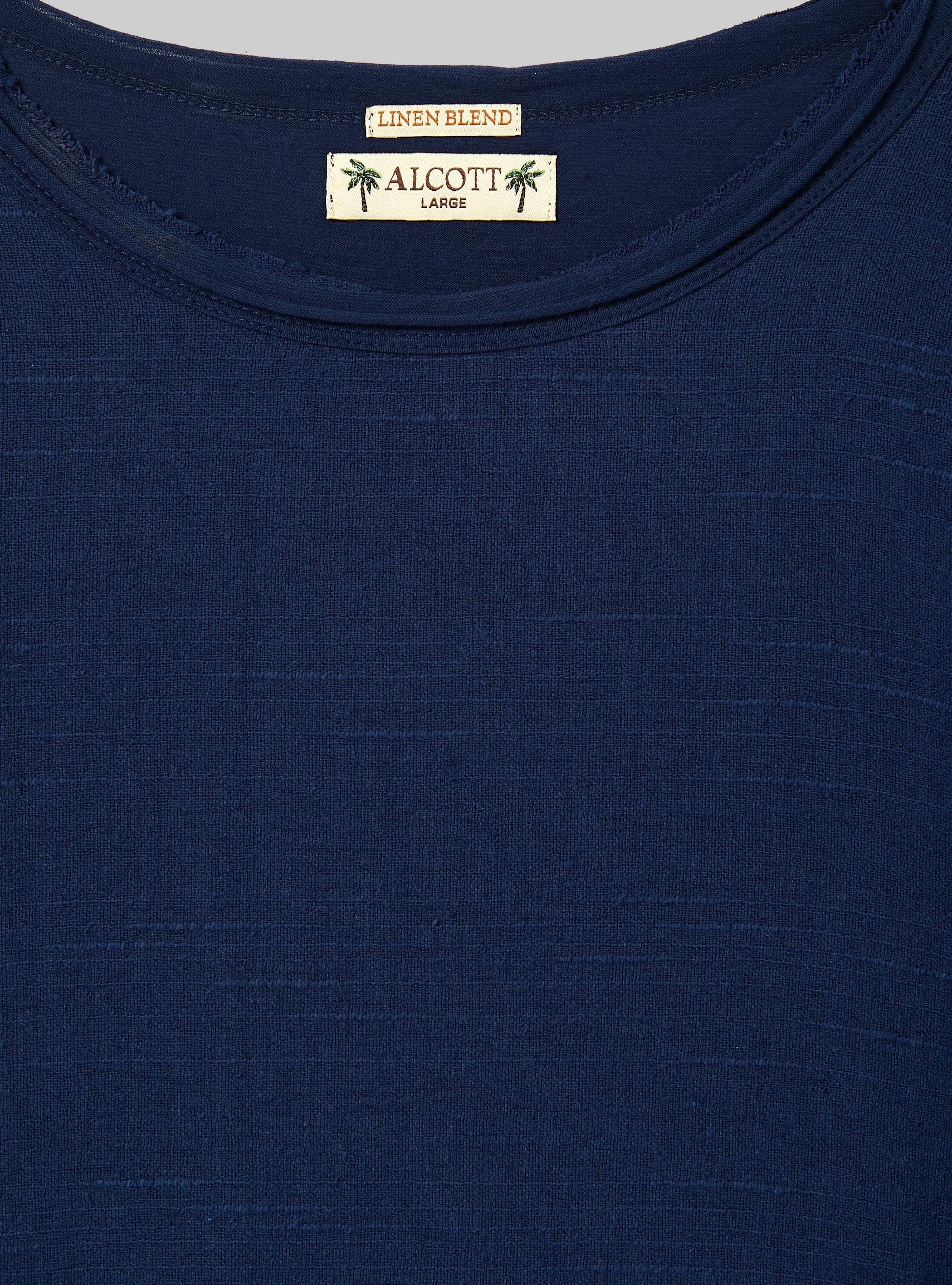 Maglietta in misto lino in tessuto fiammato, NA1 NAVY DARK