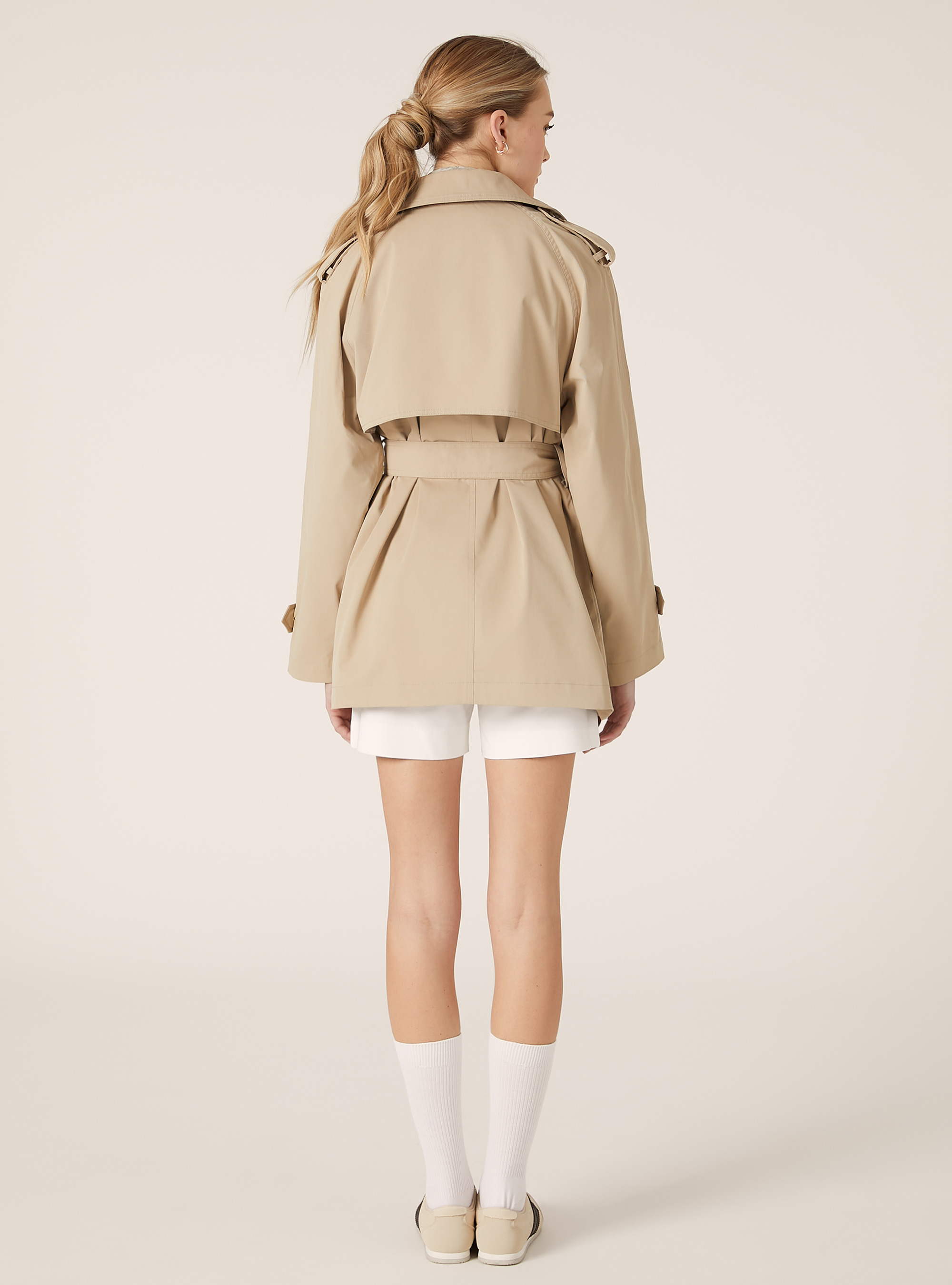 Kurzer Trenchcoat aus Twill, BG2 BEIGE MEDIUM