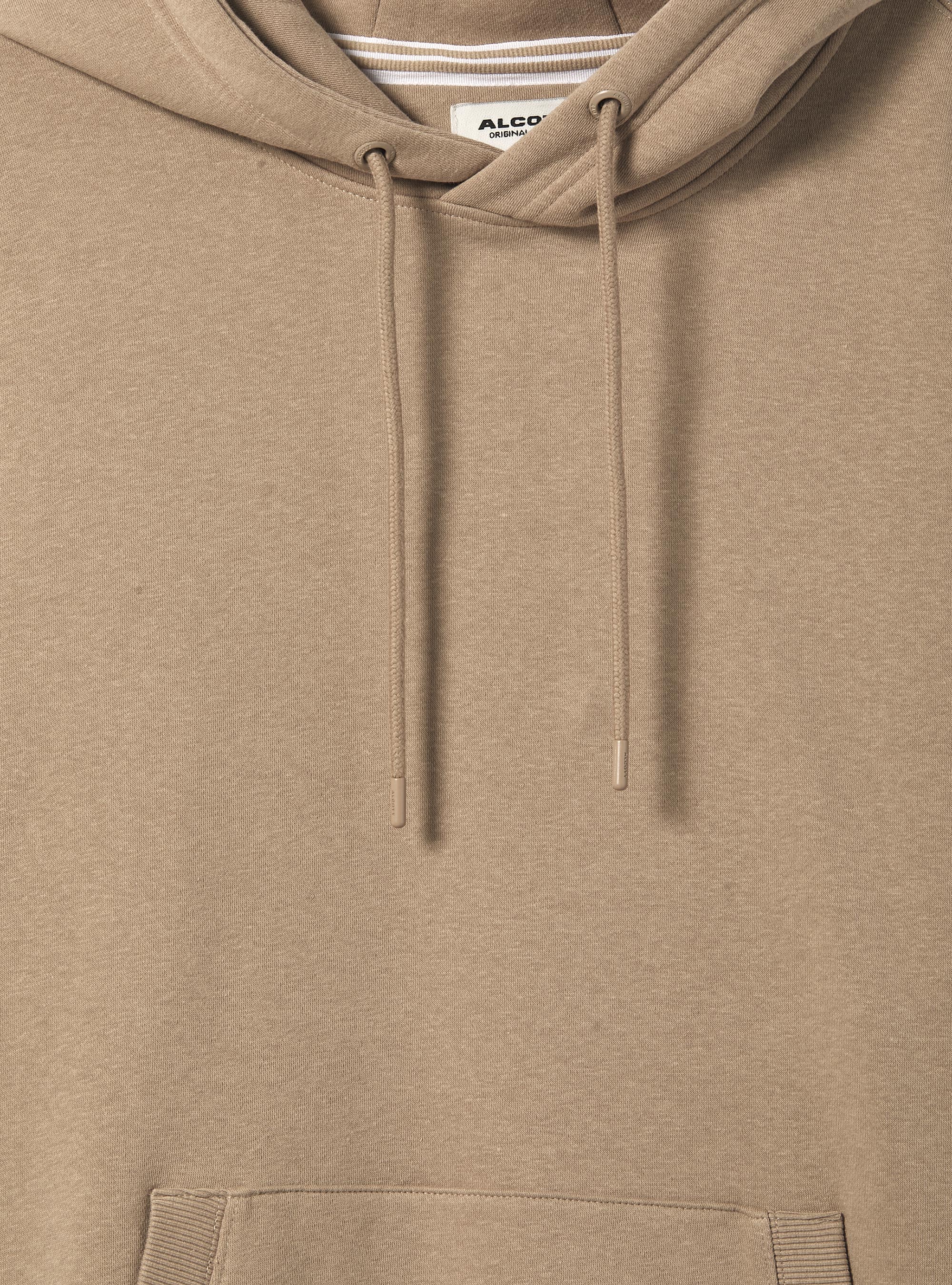 Sweatshirt with hood and pouch pocket, BG1 BEIGE DARK