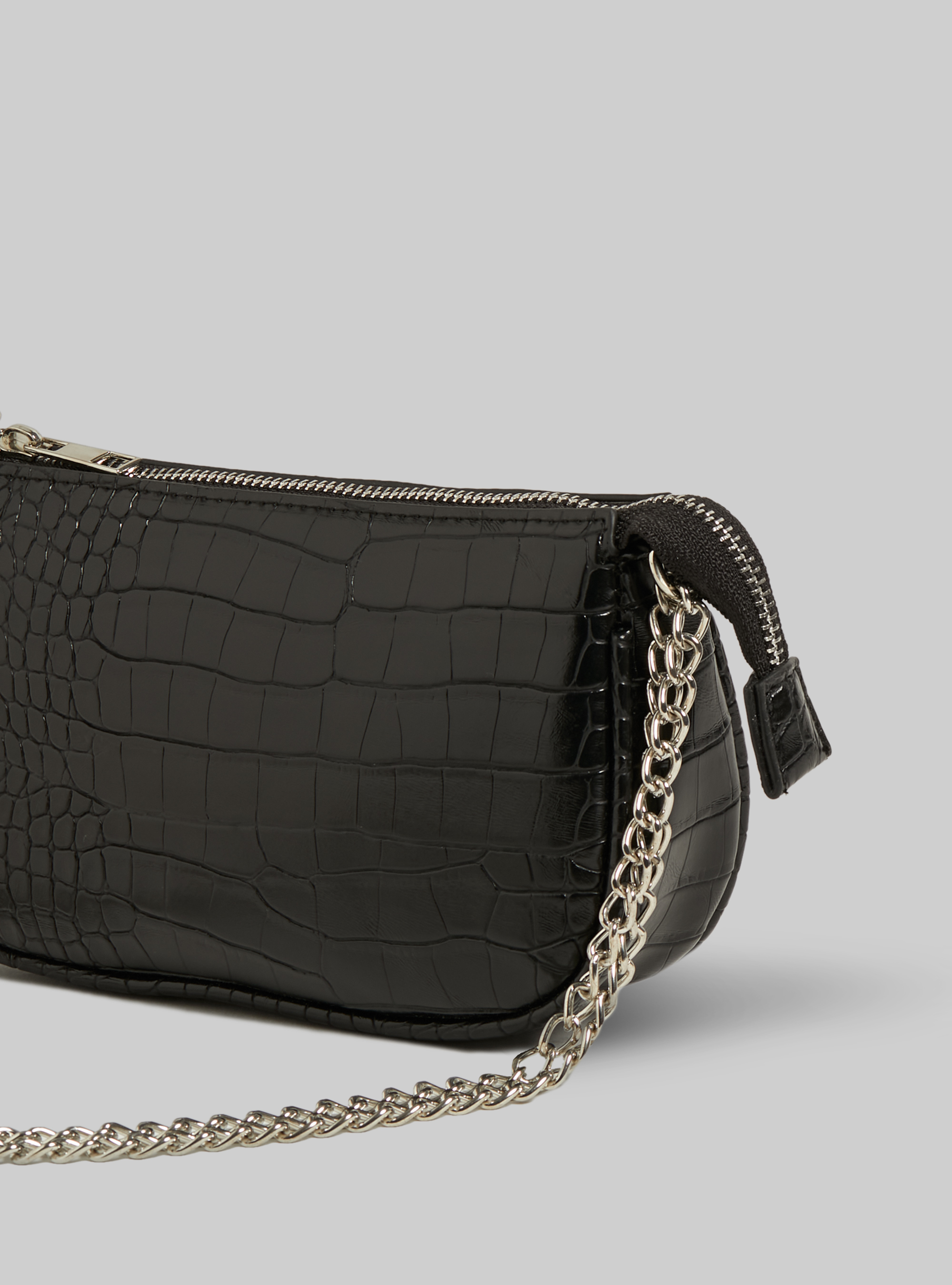 Leather-effect mini bag with chain, BK1 BLACK