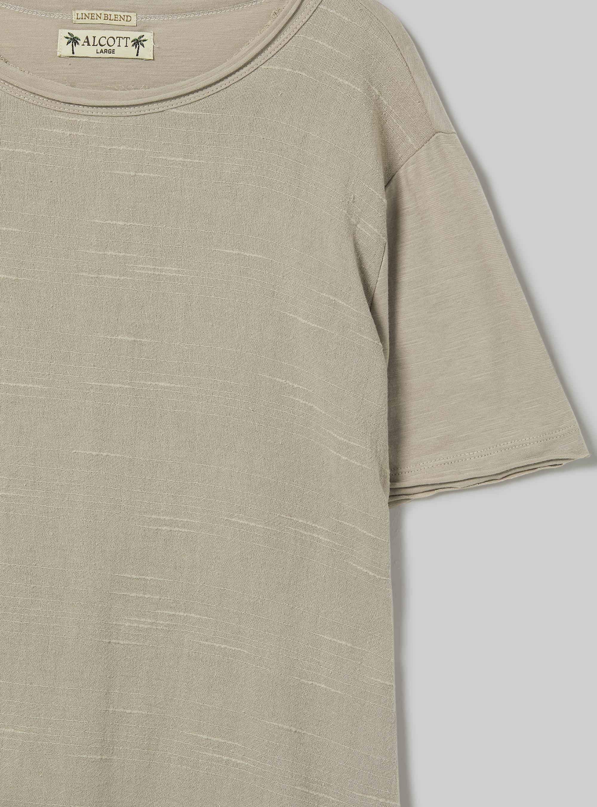 Linen-blend T-shirt in slub fabric, BG2 BEIGE MEDIUM