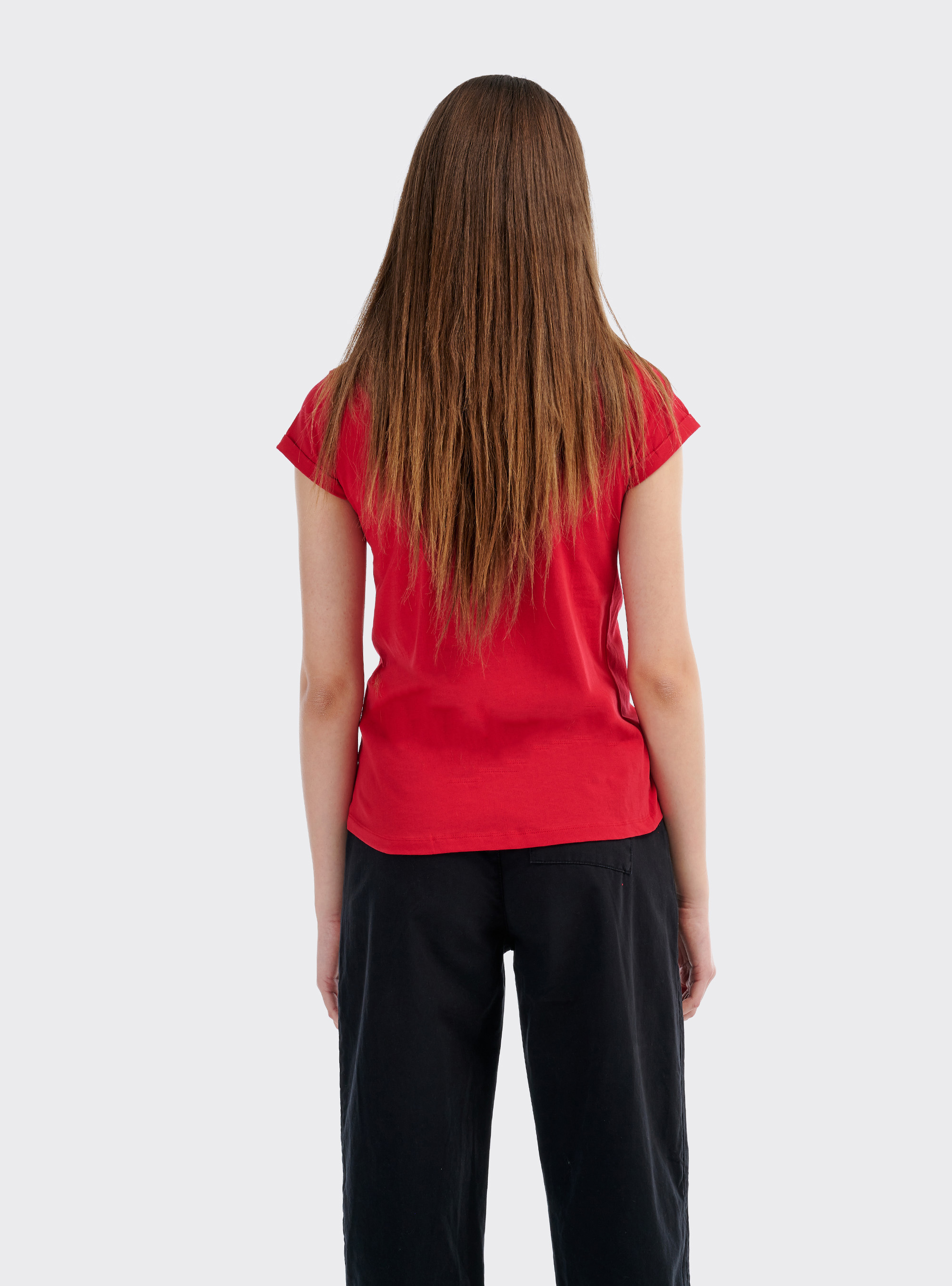 Maglietta con stampa e bordi a contrasto in cotone combed, ROSSO