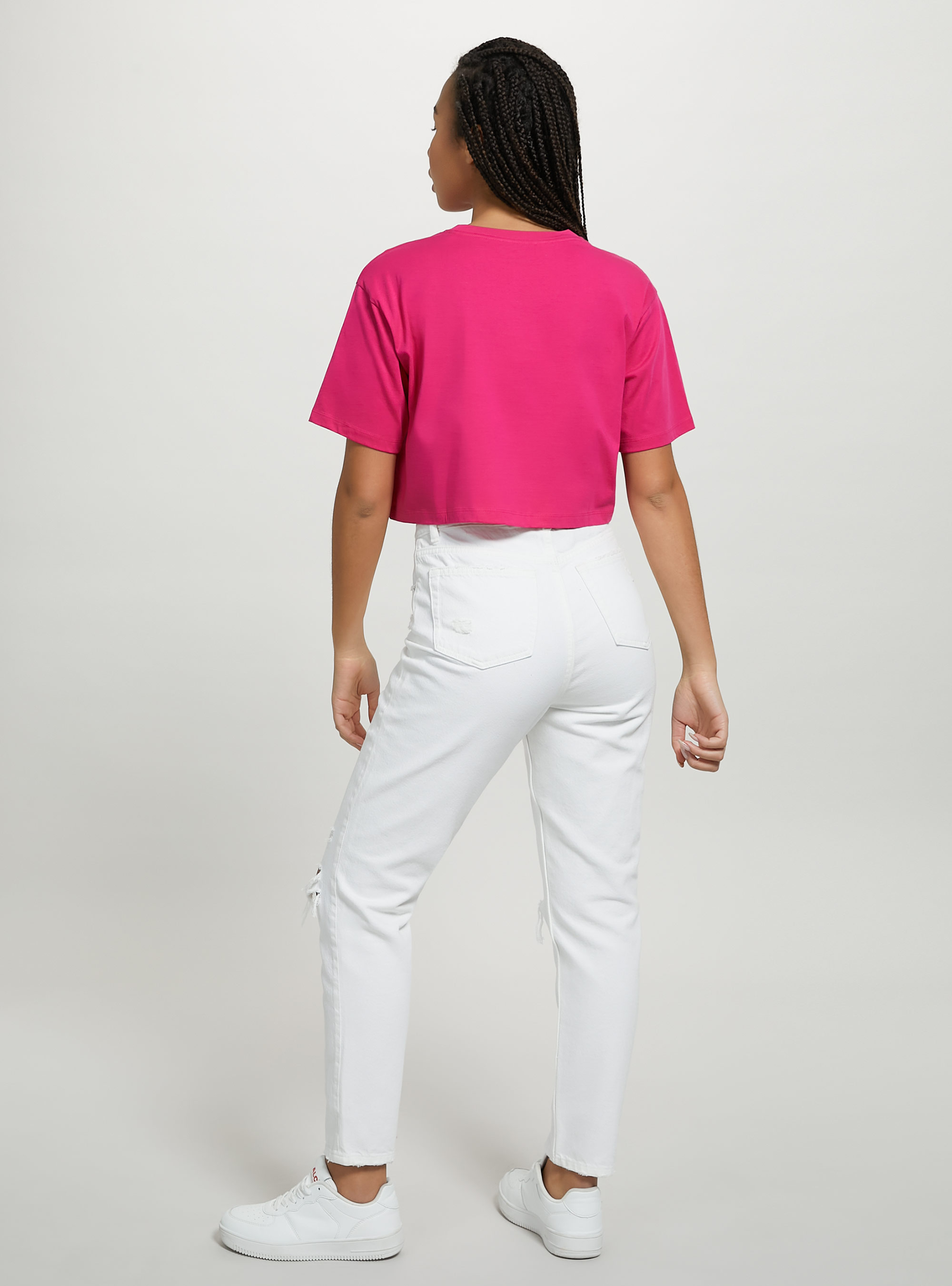 T-shirt en coton court, FX2 FUXIA MEDIUM