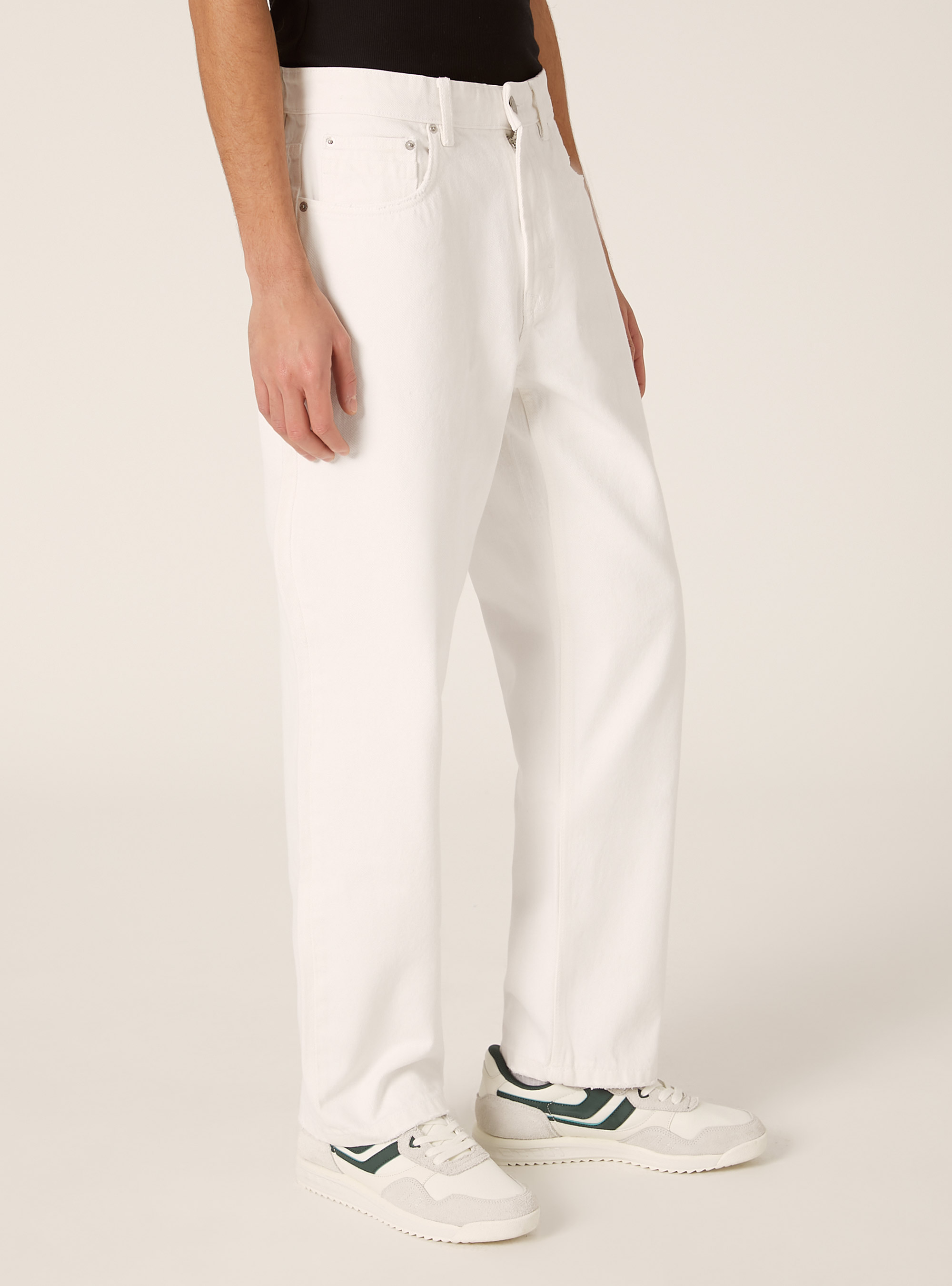 Coloured denim straight fit trousers, WH1 OFF WHITE