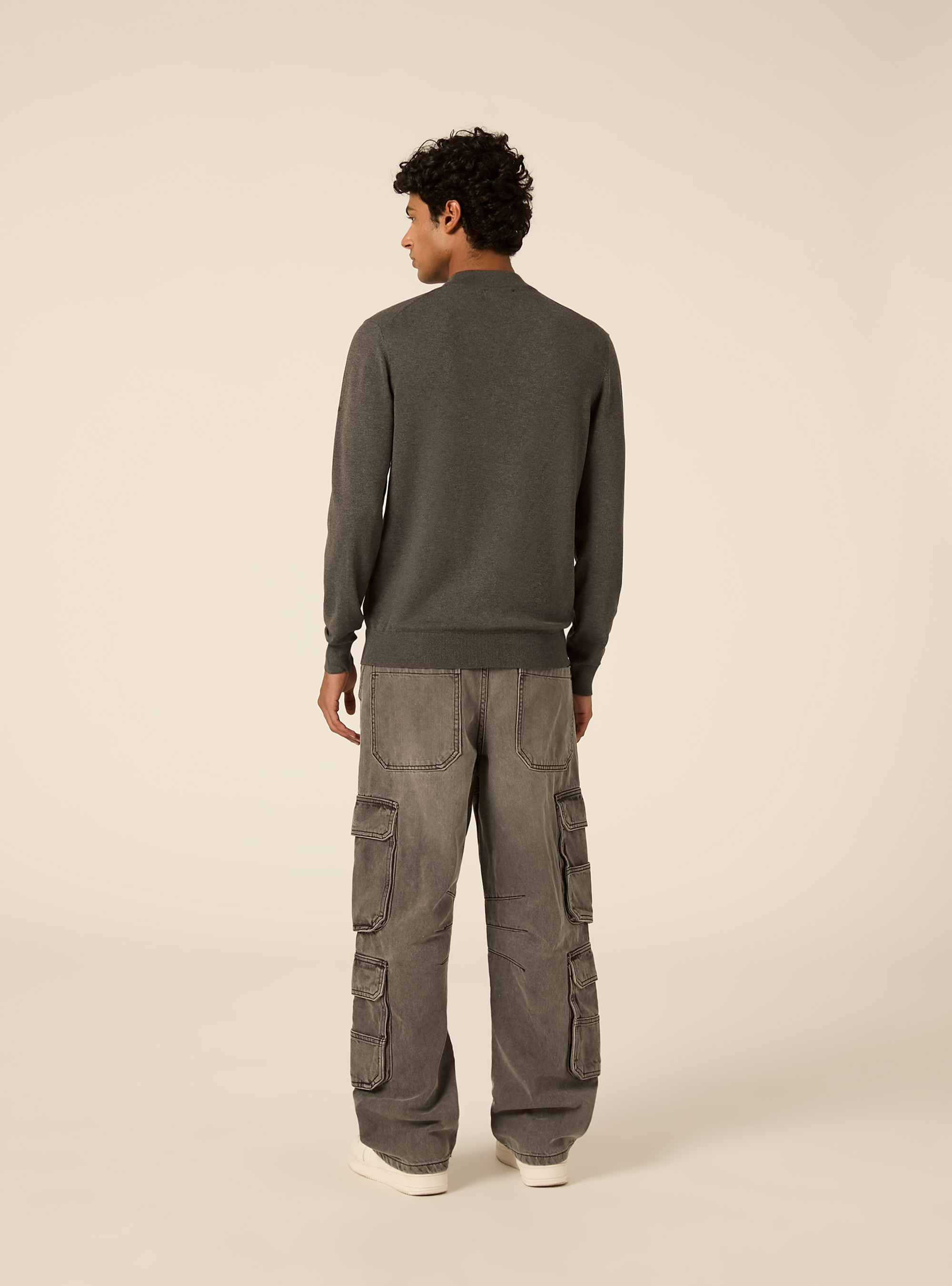 Maglia mezzocollo rasata, MGY1 GREY MEL DARK