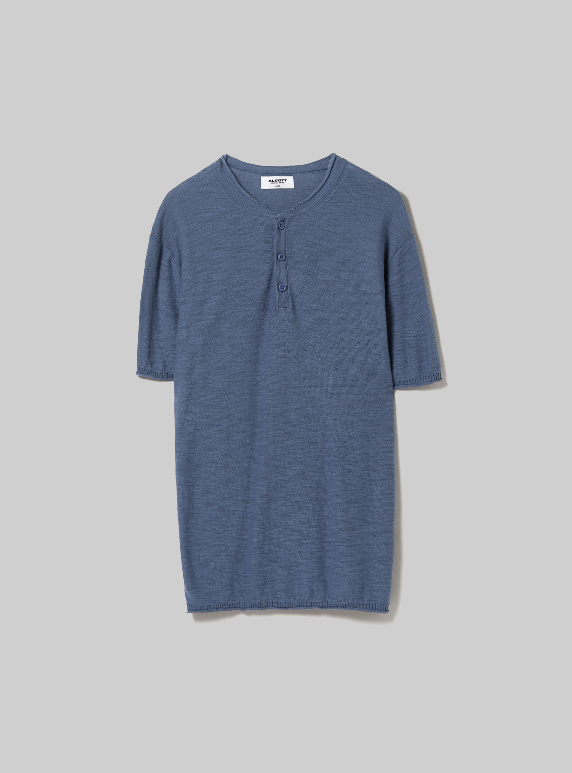 Short-sleeved serafino pullover, BL2 BLUE MEDIUM