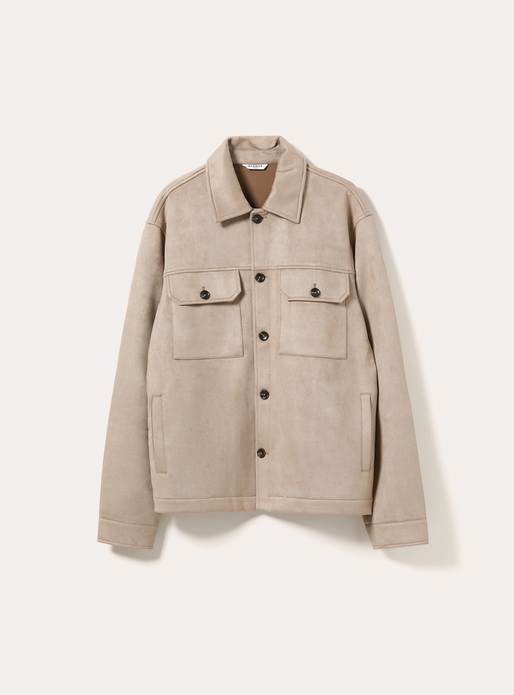 Suede-effect overshirt with patch pockets, SA2 SAND MEDIUM