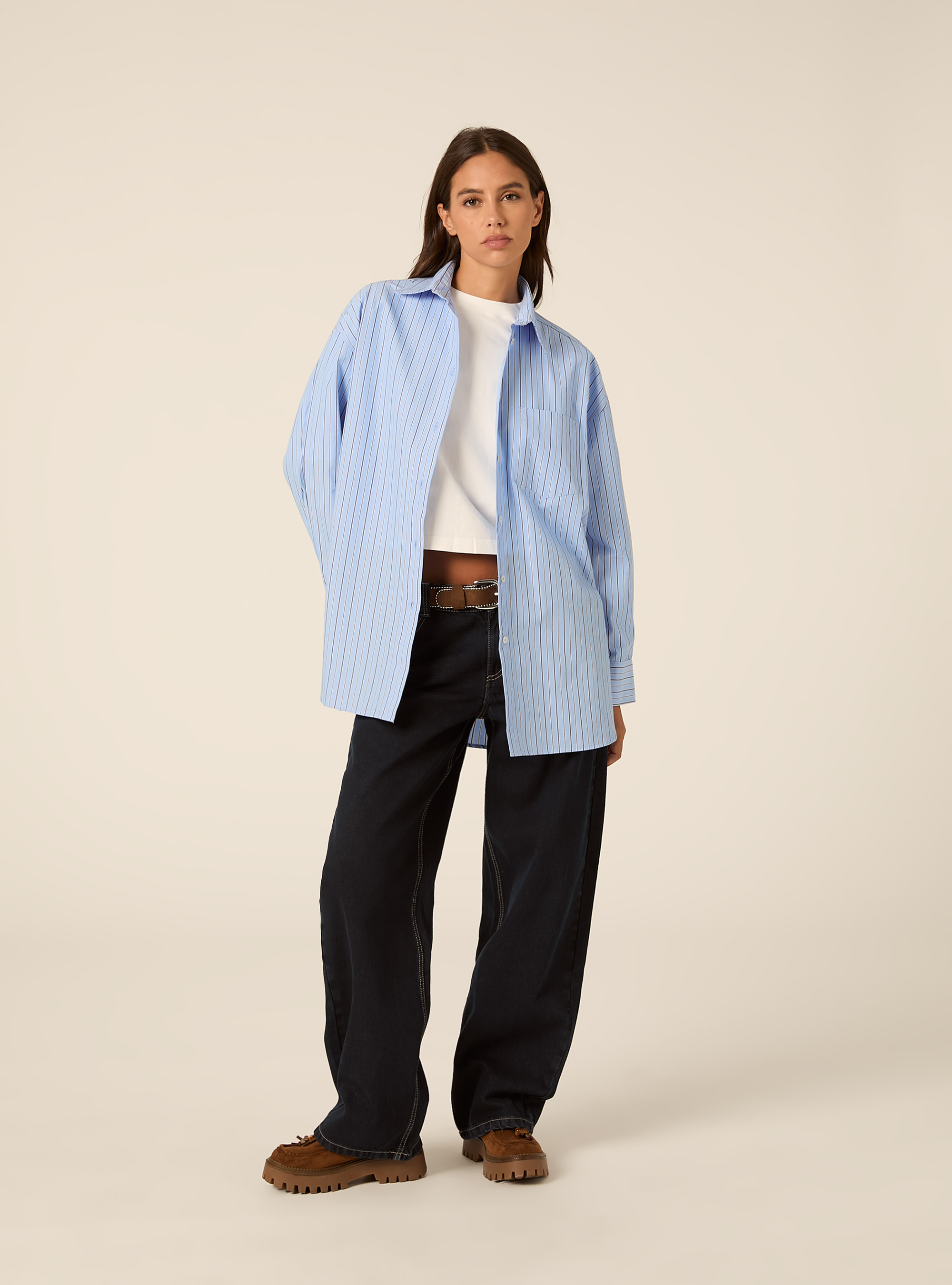 Camicia in popeline oversize, MULTICOLORE