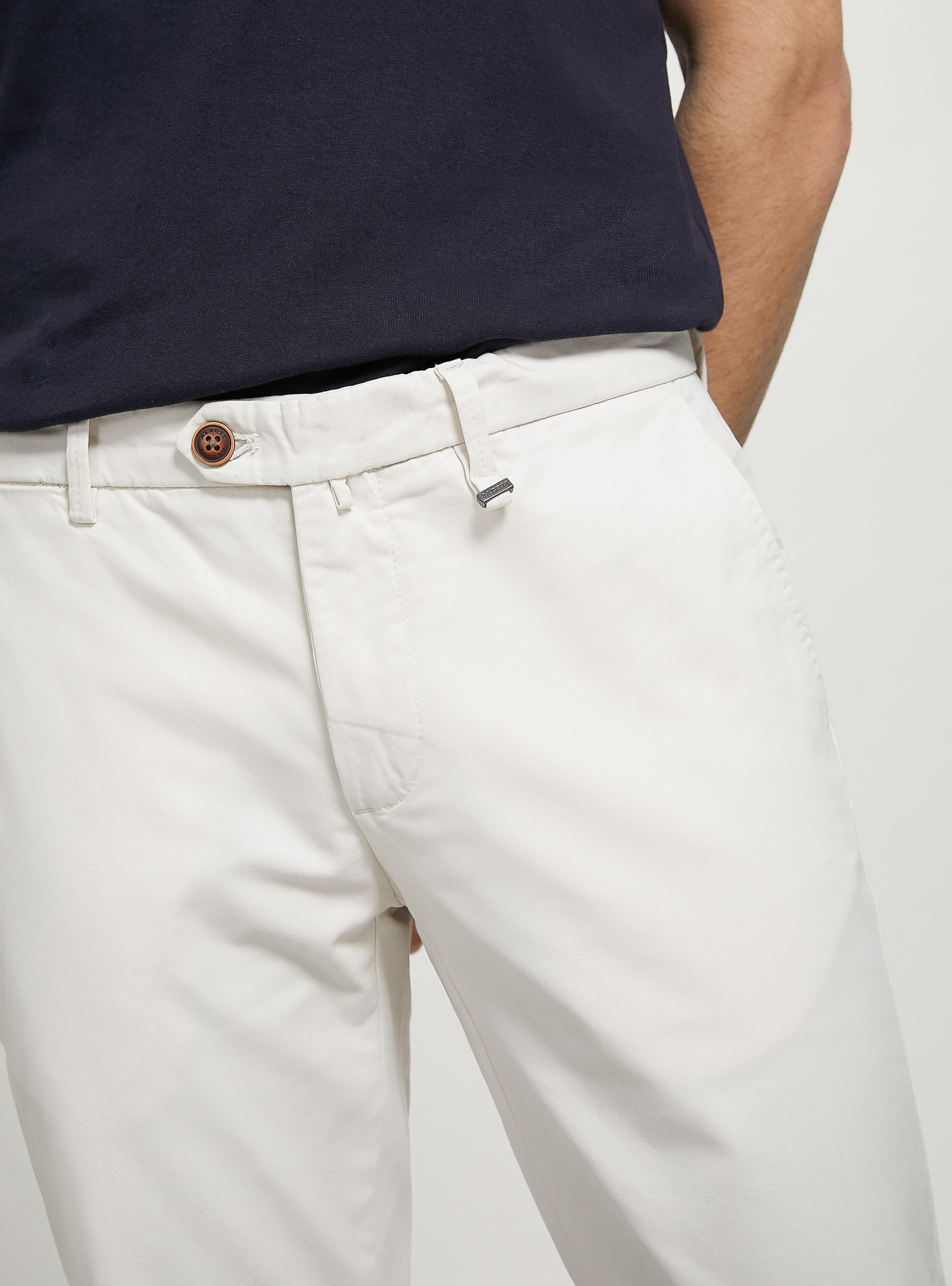 Stretch cotton twill chinos, WH1 OFF WHITE