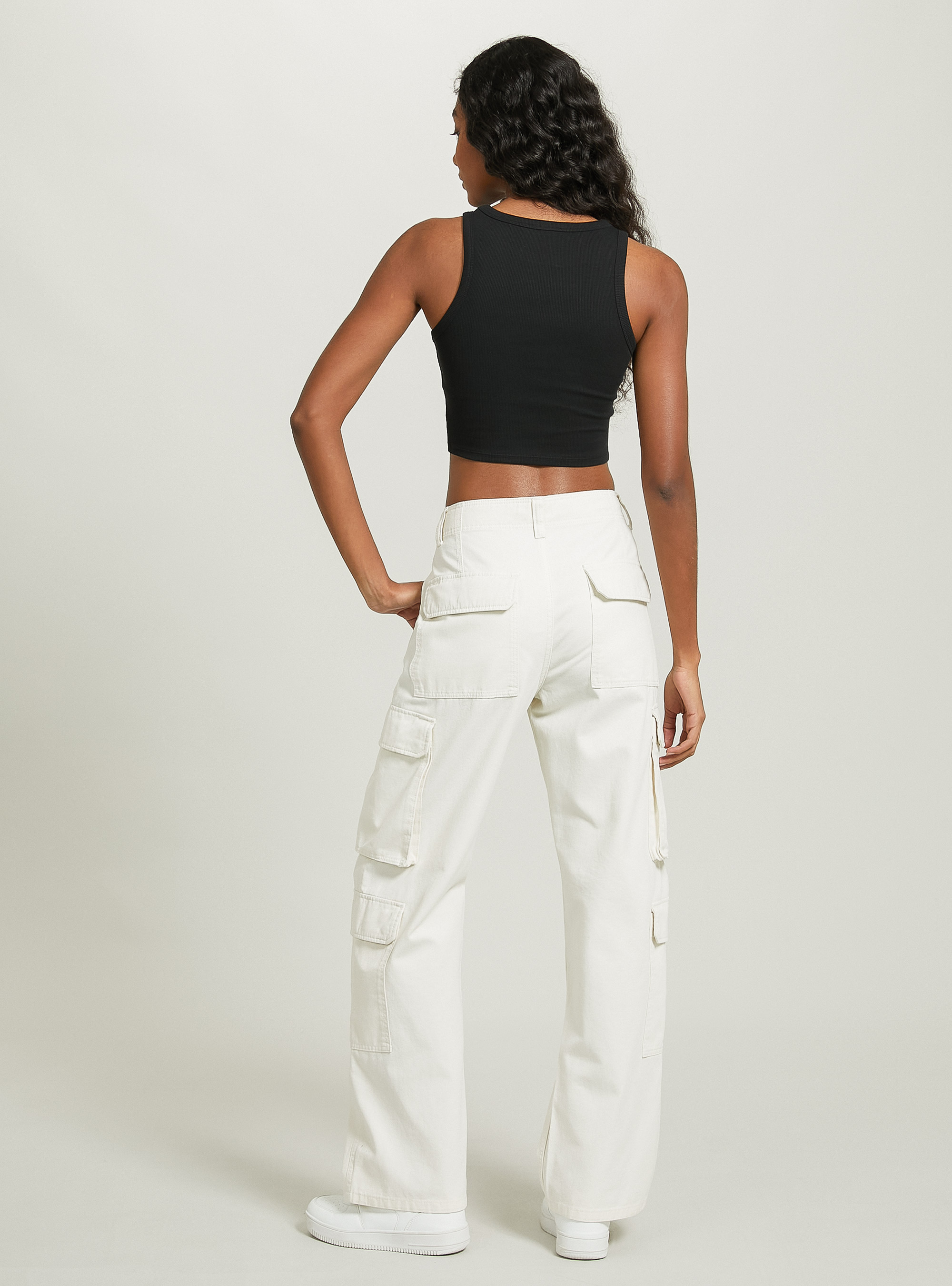 Débardeur court en coton, BK1 BLACK