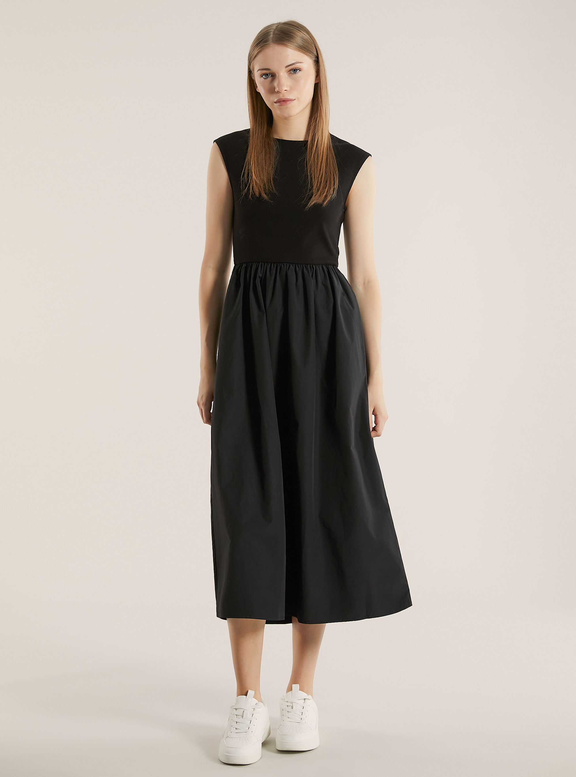 Combined midi dress, BK1 BLACK