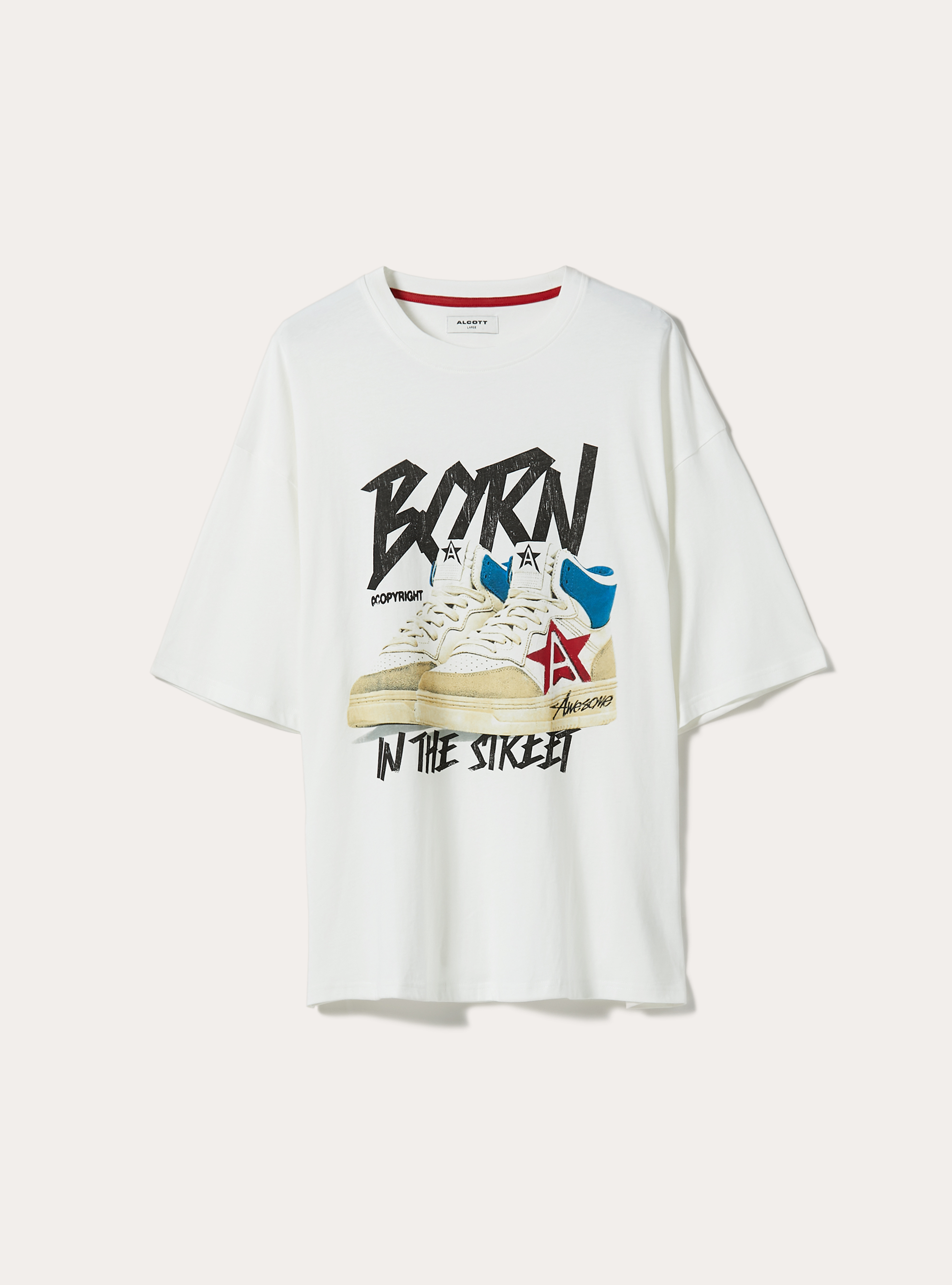 T-shirt oversize avec impression d'entraineur, WH1 OFF WHITE
