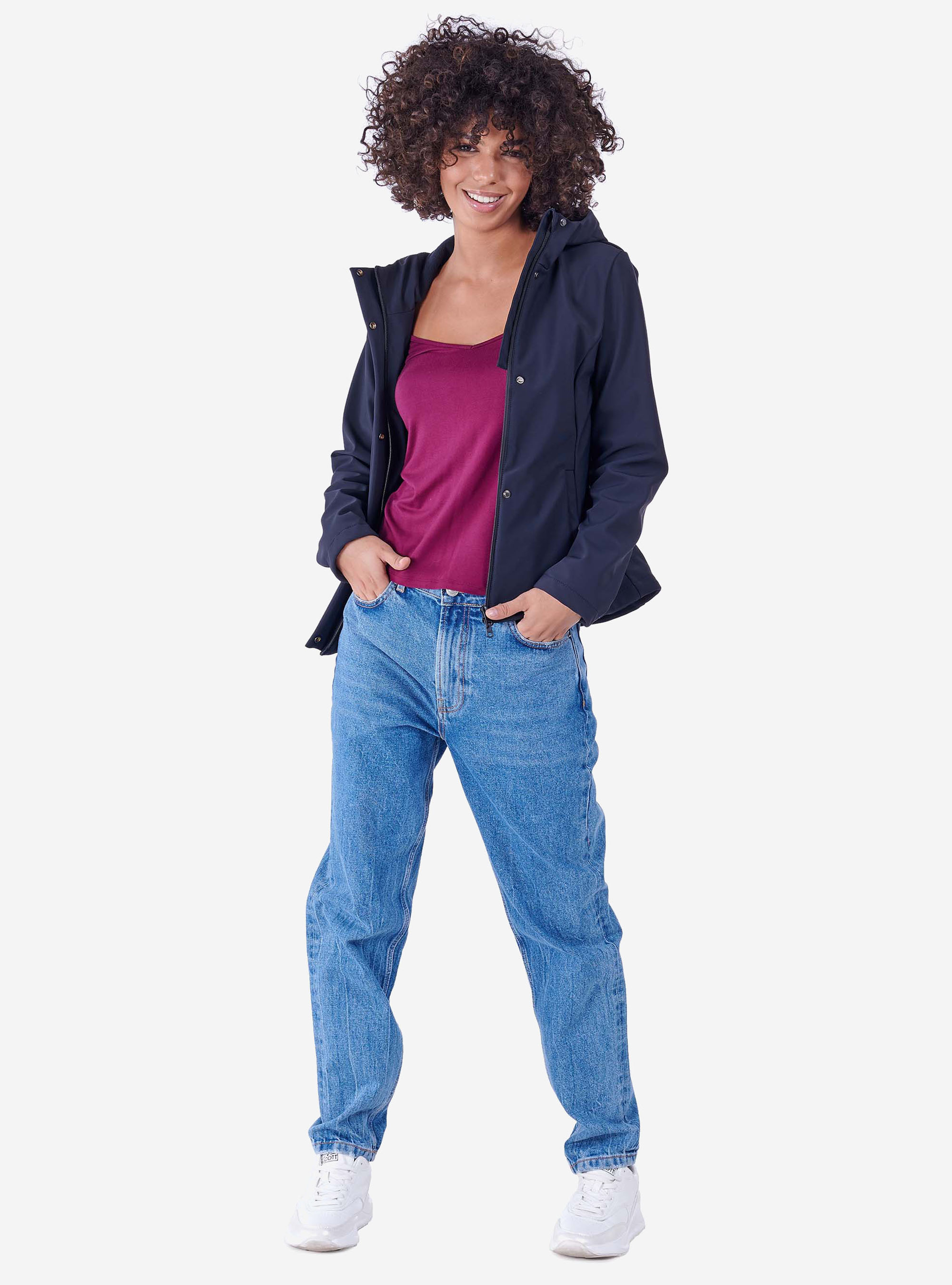 V-NECK SWEATER AND UNCOVERED SHOULDERS, BORDEAUX