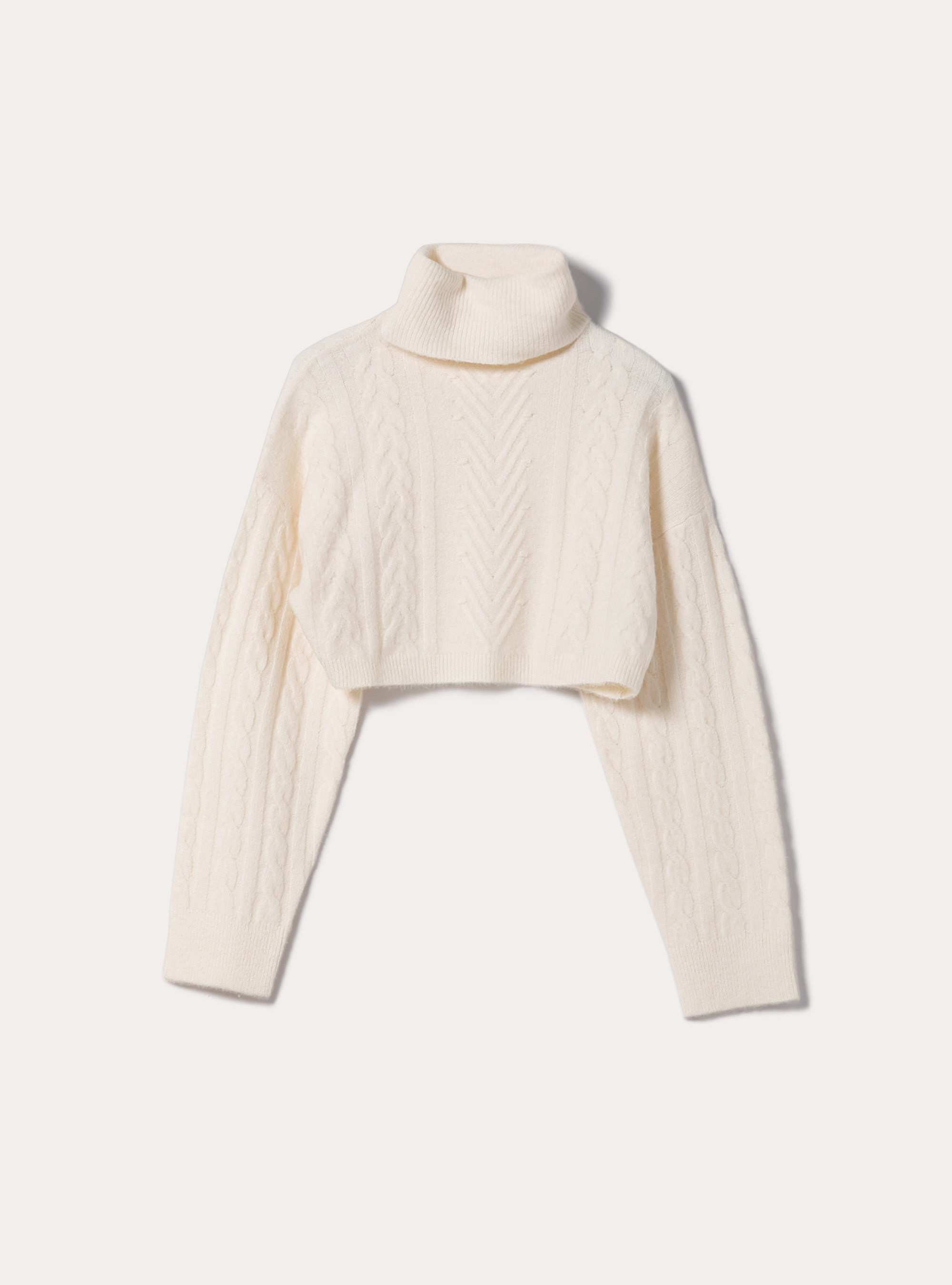 Cropped turtleneck pullover, WH2 WHITE