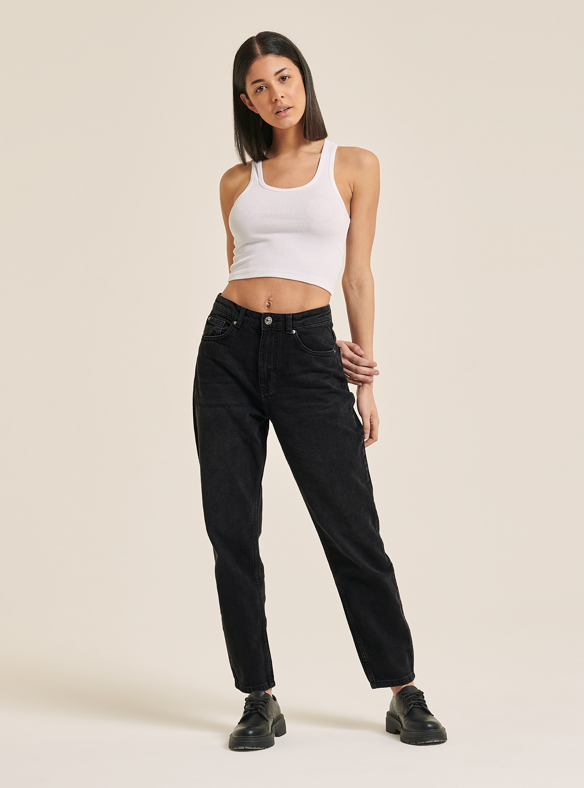 Mom Fit Jeans, D000 BLACK
