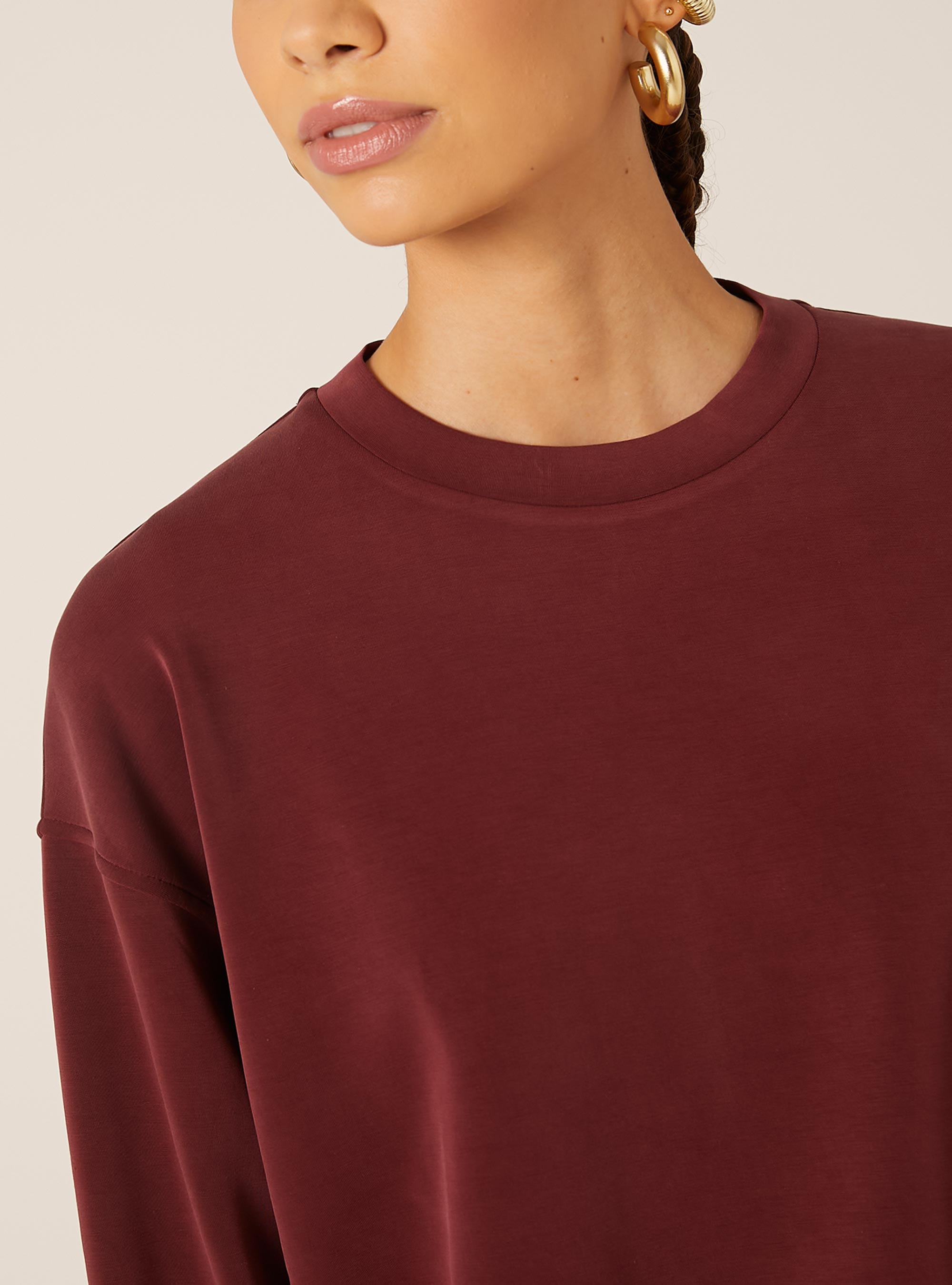 Soft touch sweatshirt, BO1 BORDEAUX DARK