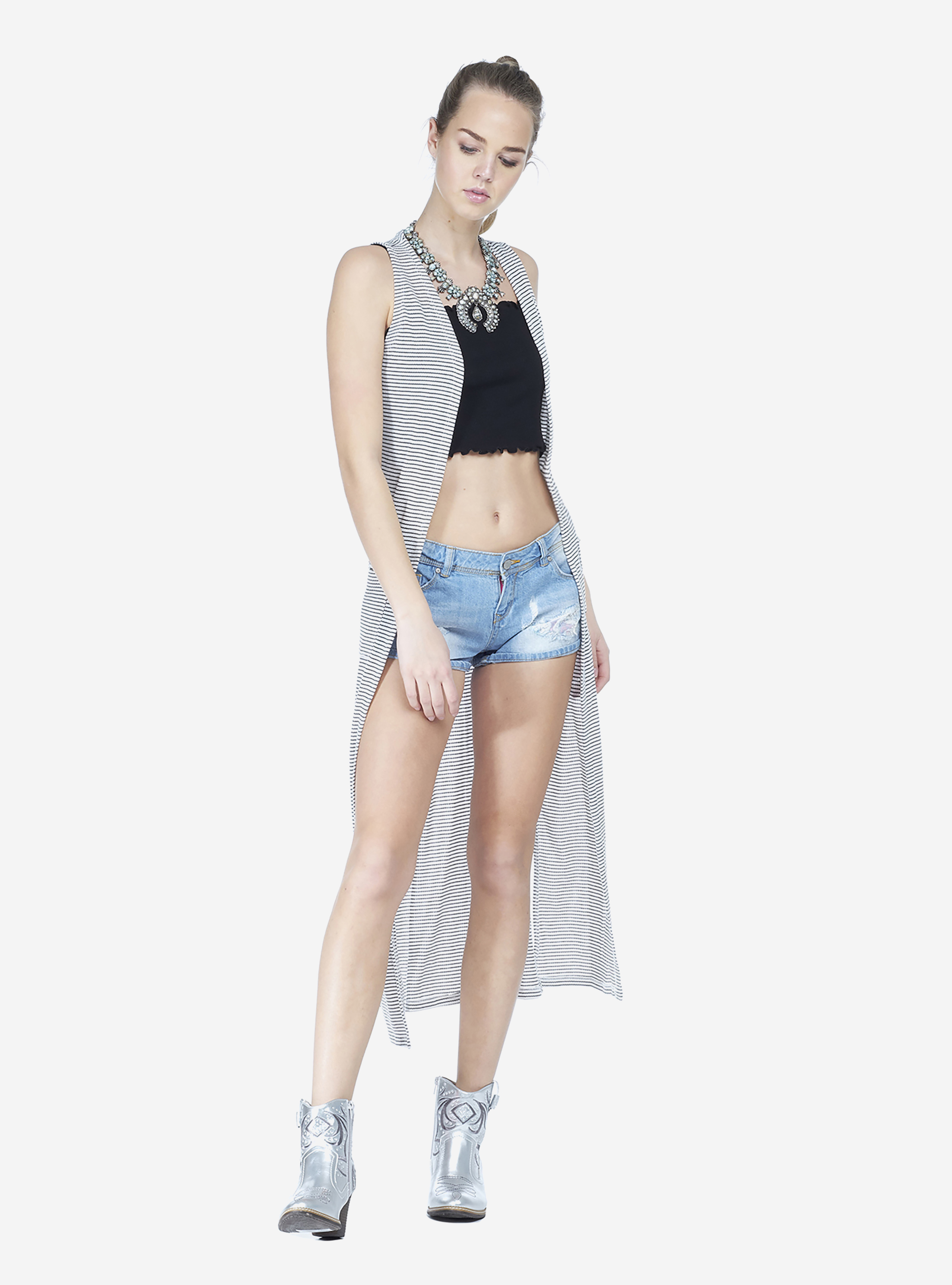 Gilet in maglia lungo, WHITE