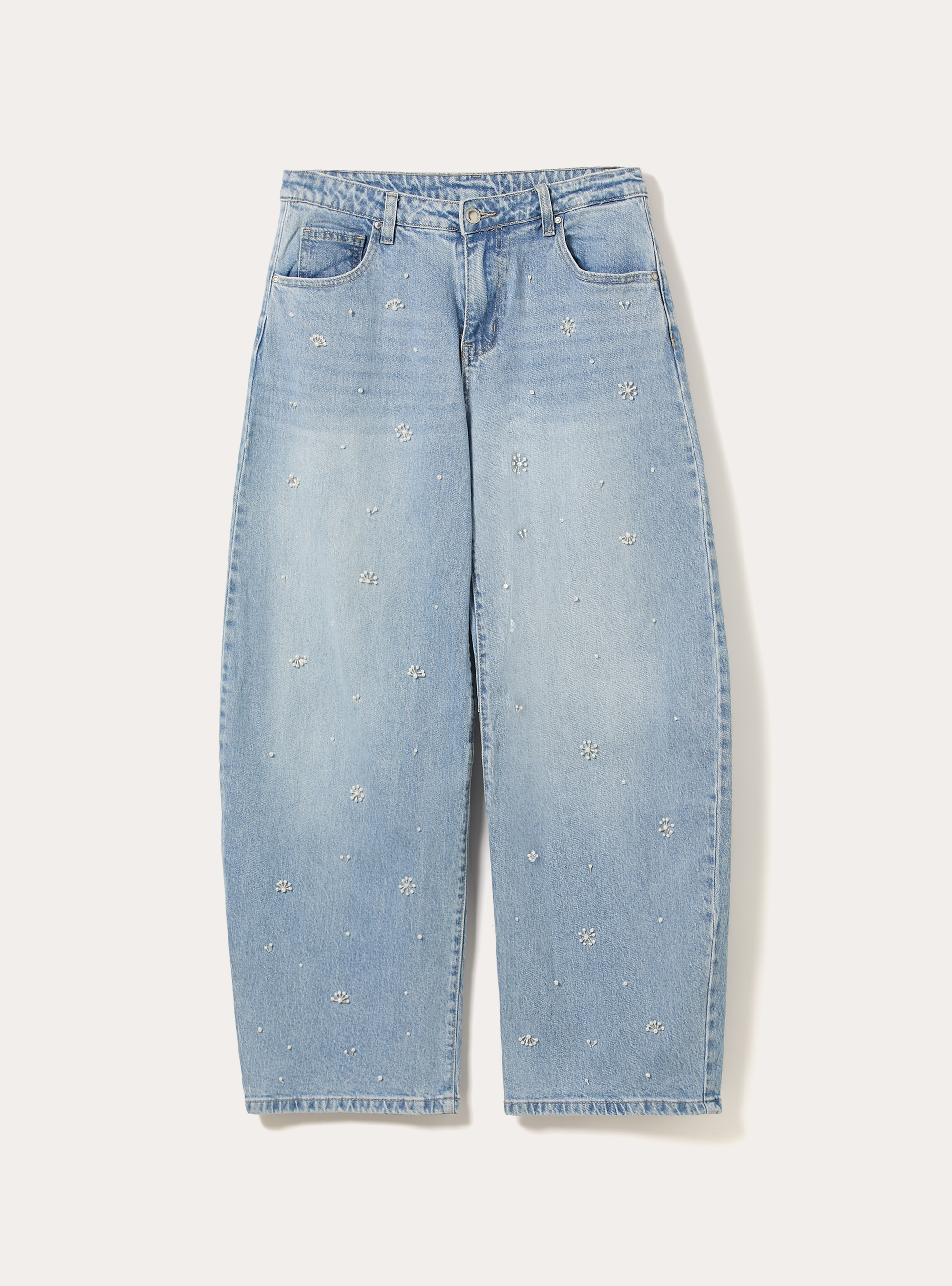 Balloon fit jeans with beads, D006 AZURE