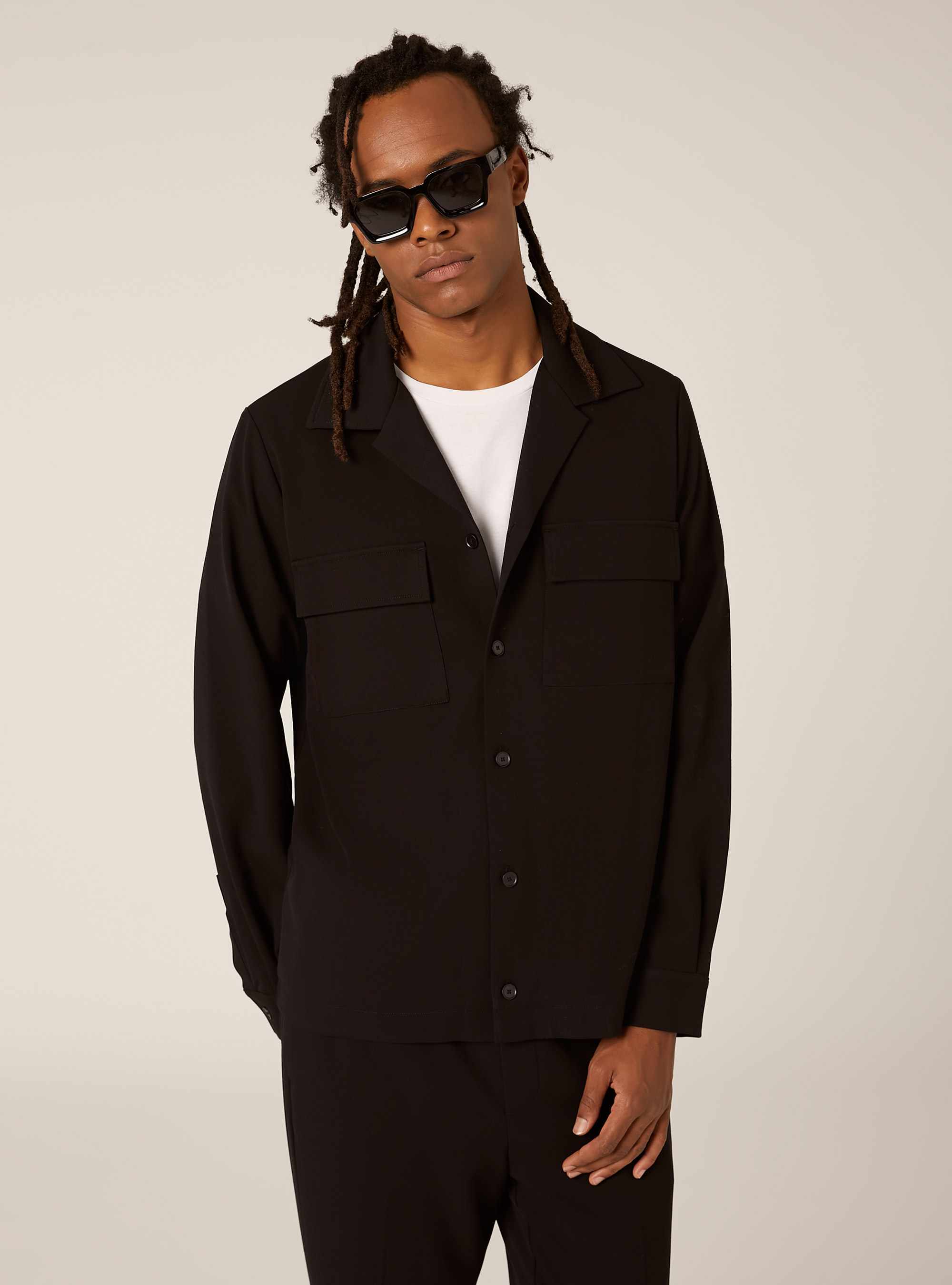 Twillhemd mit großen Taschen, BK1 BLACK