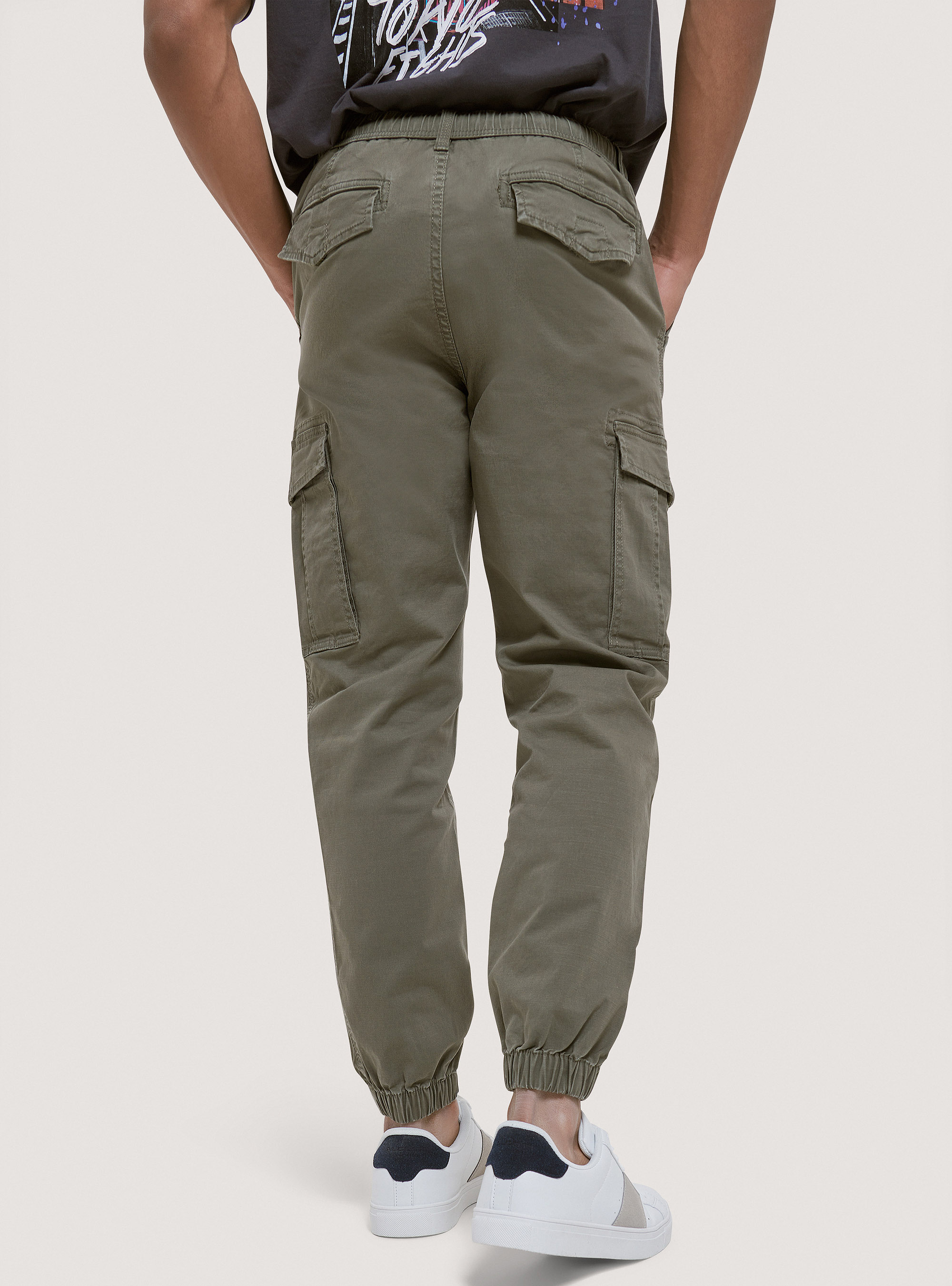 Stretch twill cargo trousers, C6603 KAKY