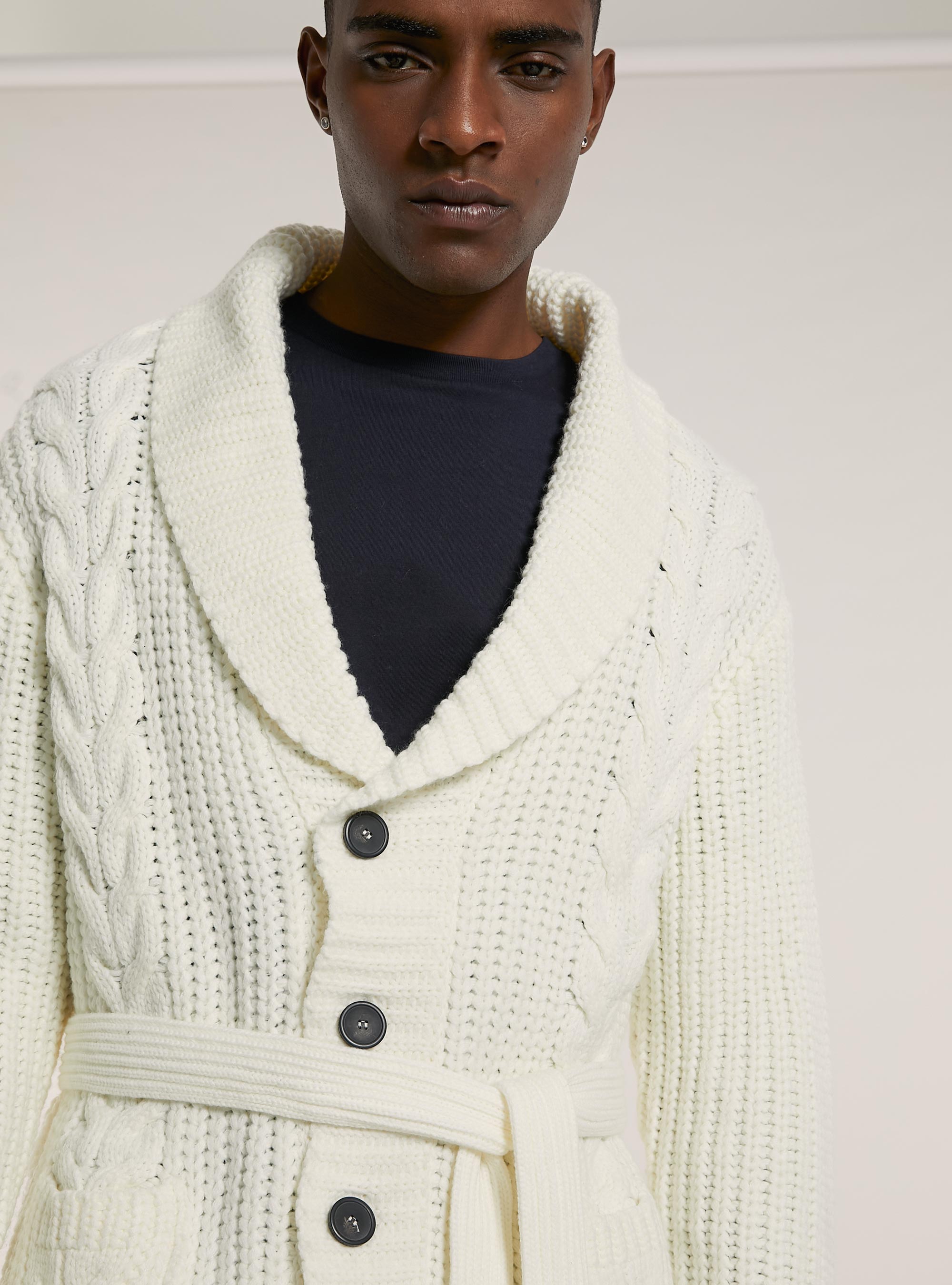 Pullover cardigan a trecce aperto, WH2 WHITE