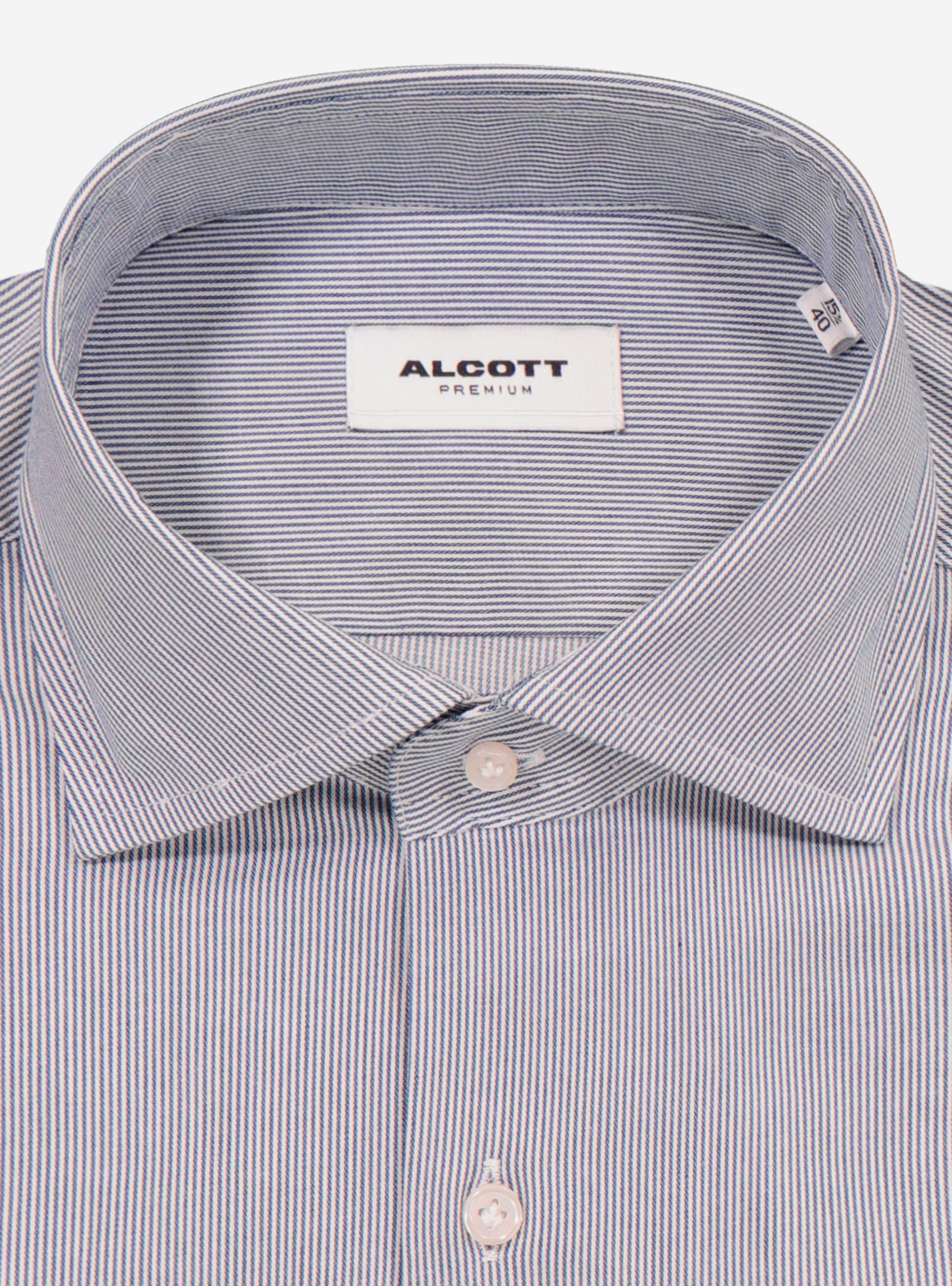 Chemise motif micro rayures en popeline stretch, C2254 BLUE