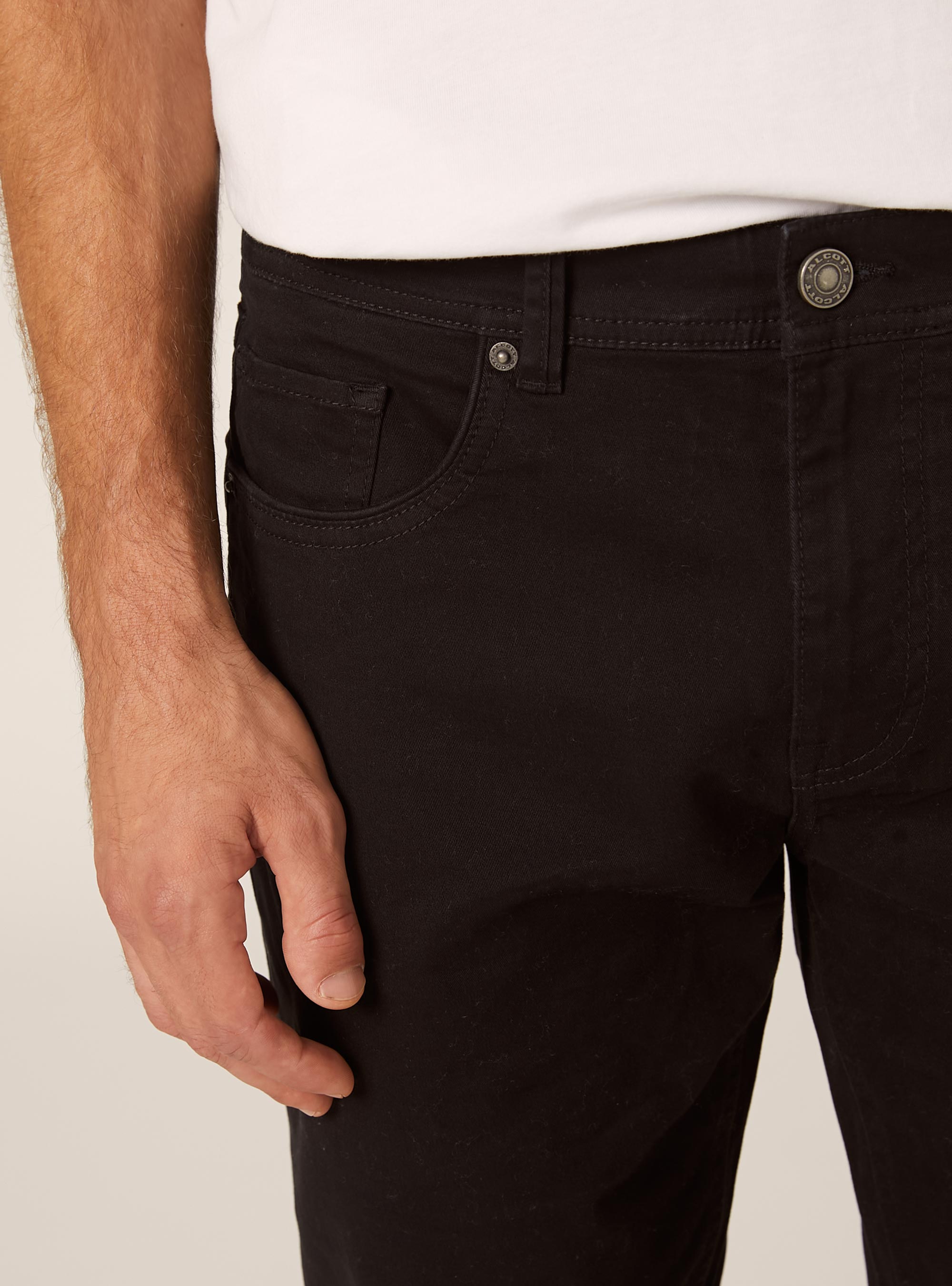 Pantalones pitillo de algodón, BK1 BLACK