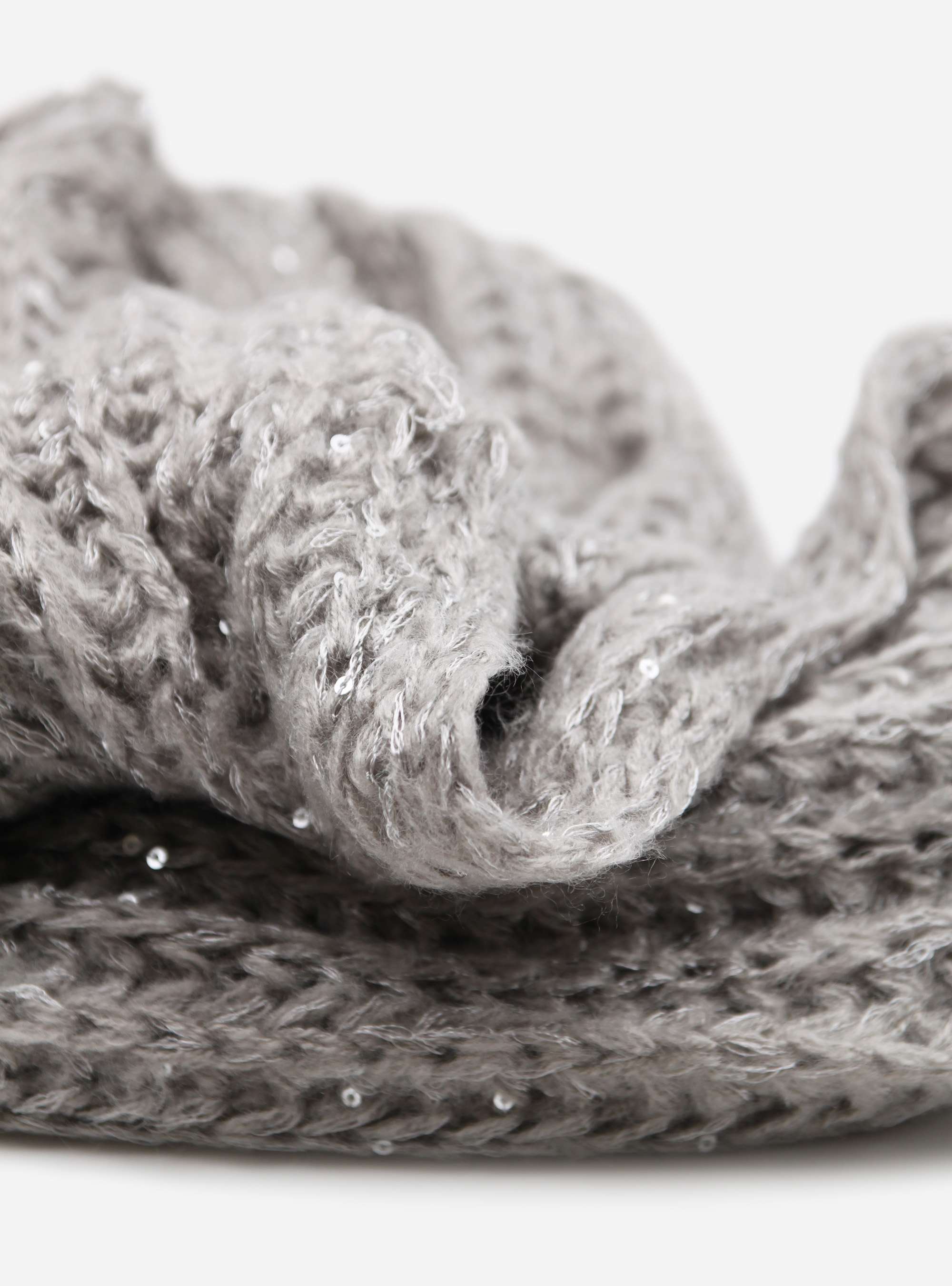 RING SCARF WITH SEQUINS, GREY MELANGE