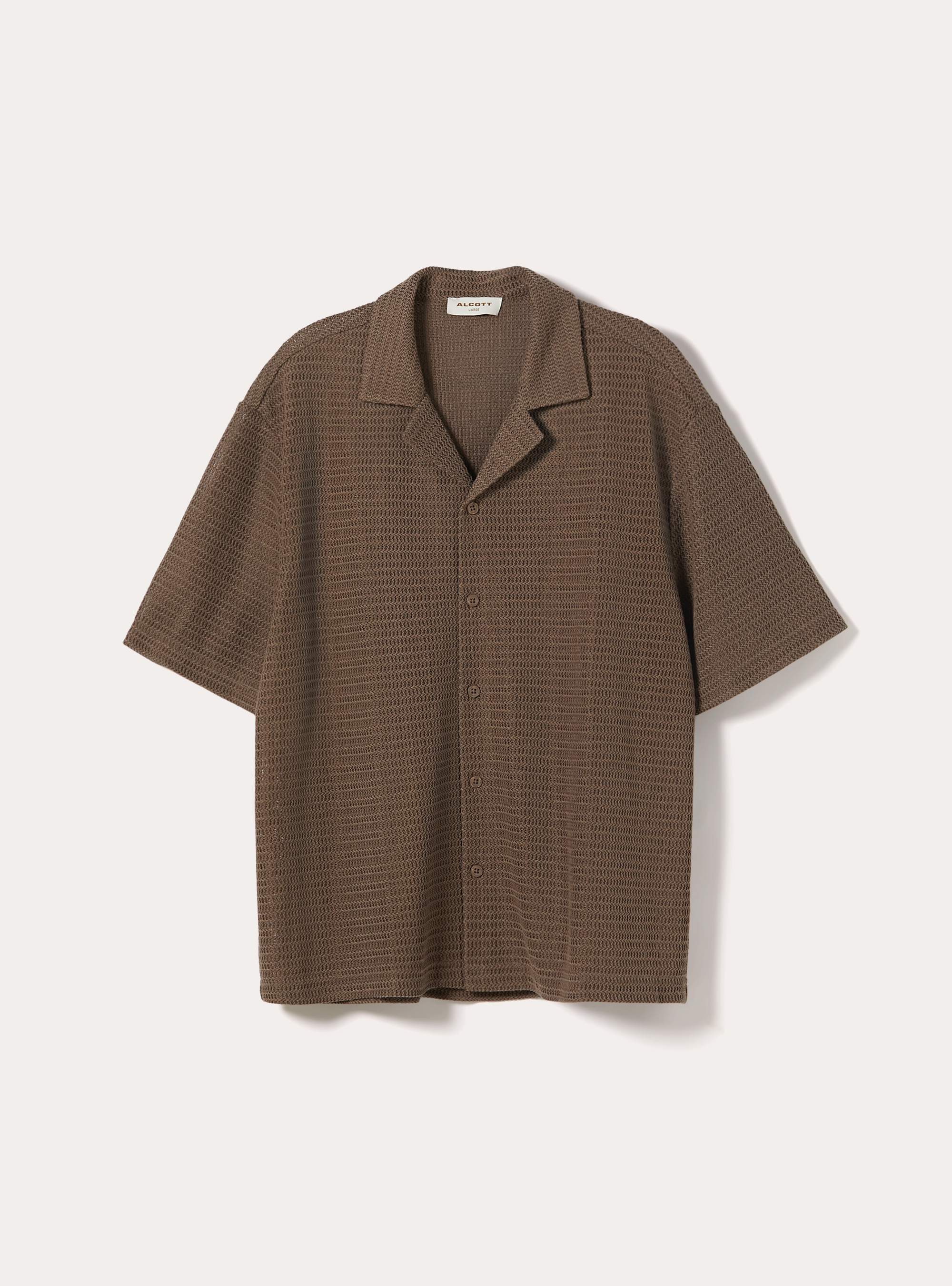 Camicia bowling regular fit effetto rete, BR3 BROWN LIGHT