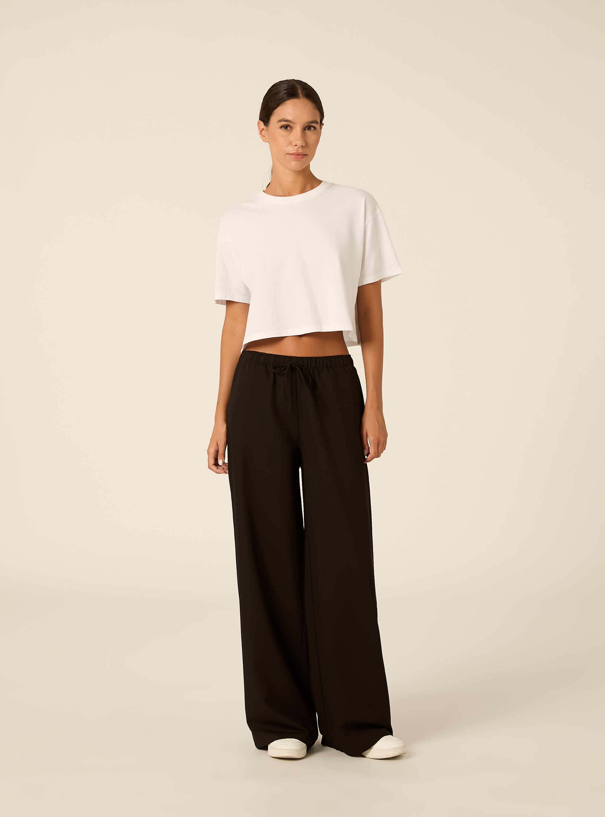 Pantaloni con elastico in vita straight, BK1 BLACK