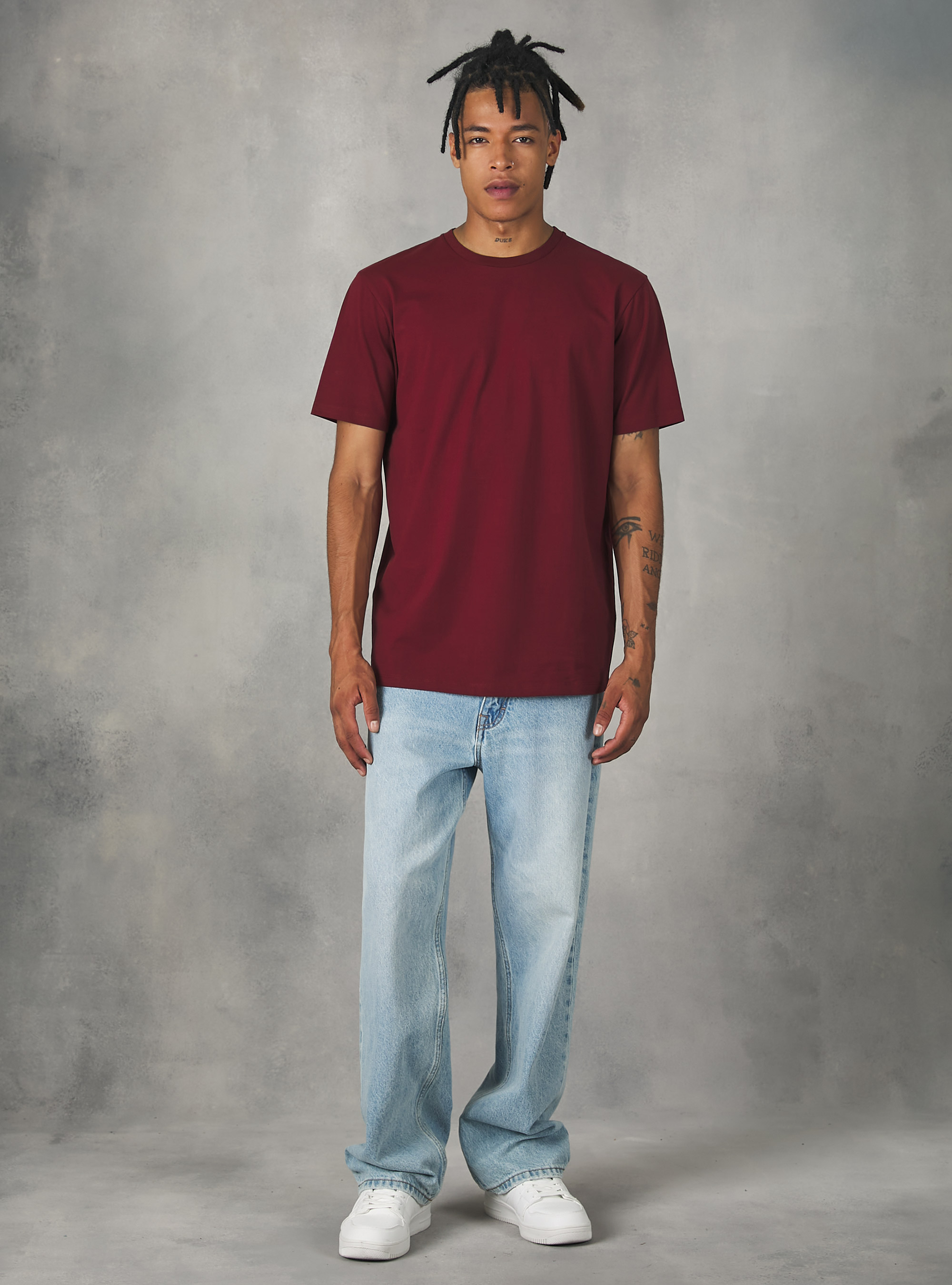 Cotton crew-neck T-shirt, BO2 BORDEAUX MEDIUM