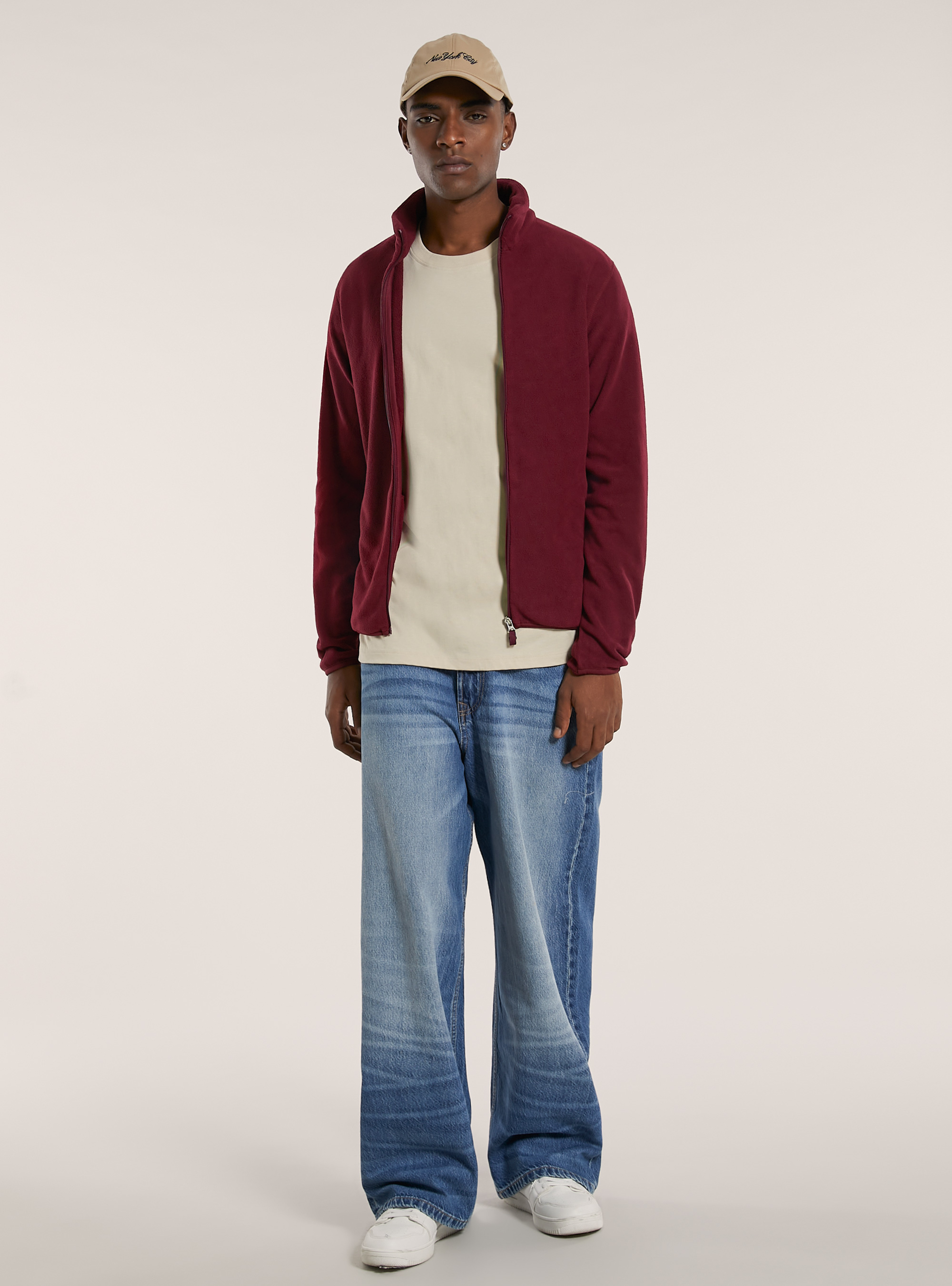 Cardigan polar fleece, BO2 BORDEAUX MEDIUM